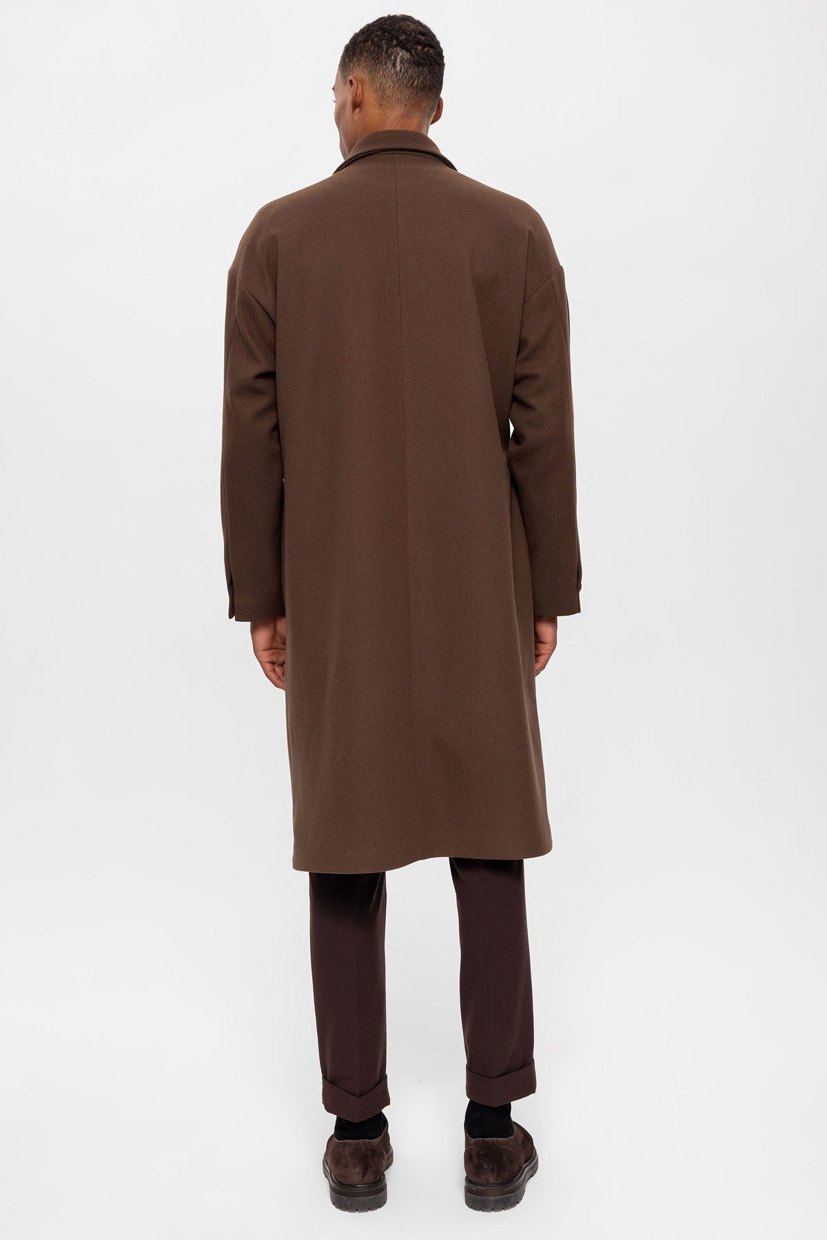 Kuşaklı Oversize Erkek Kaban