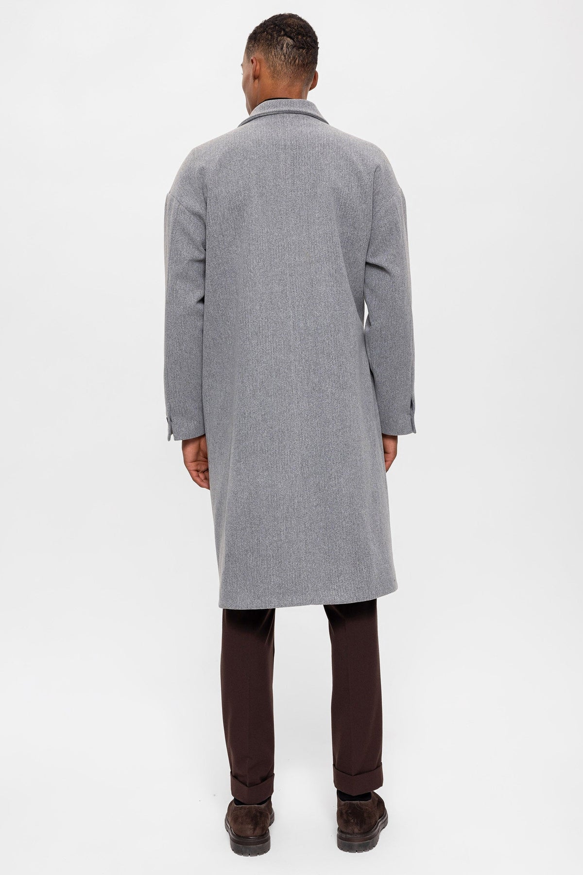 Kuşaklı Oversize Erkek Kaban