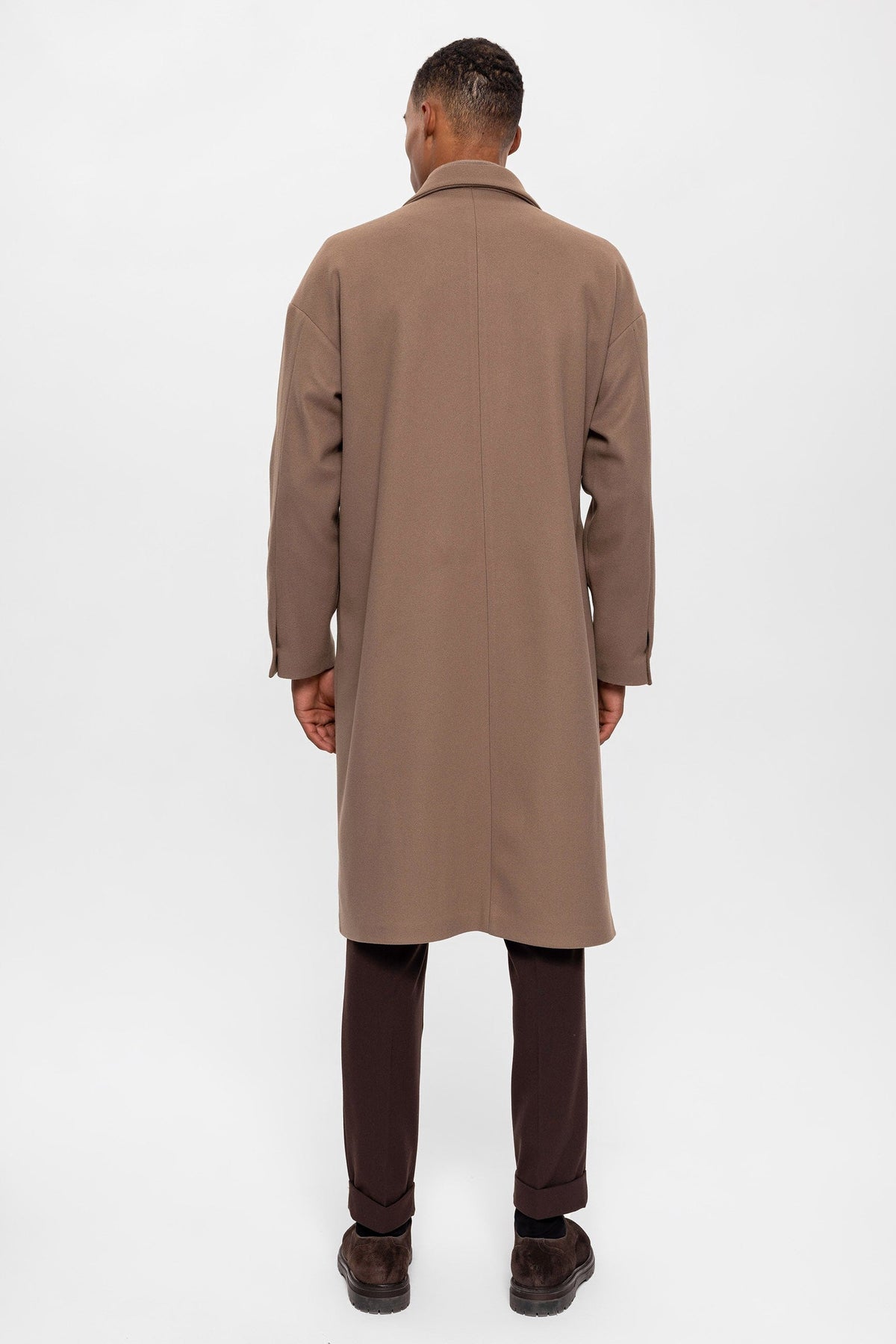 Kuşaklı Oversize Erkek Kaban