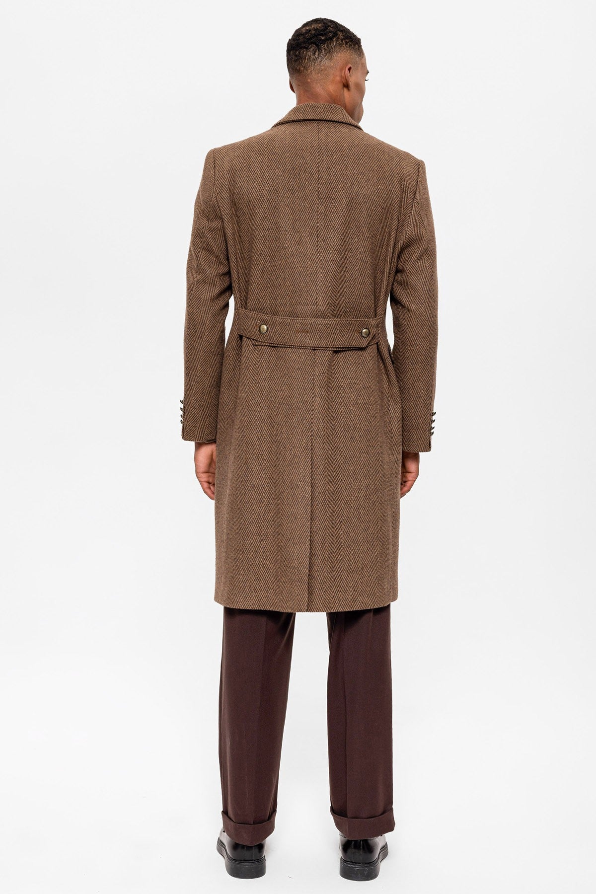Antioch Balıksırtı Desenli Kruvaze Erkek Kaban