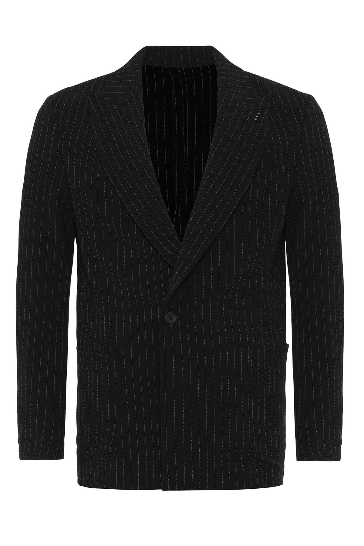 Antioch Tek Düğme Kruvaze Kapama Çizgili Erkek Blazer Ceket