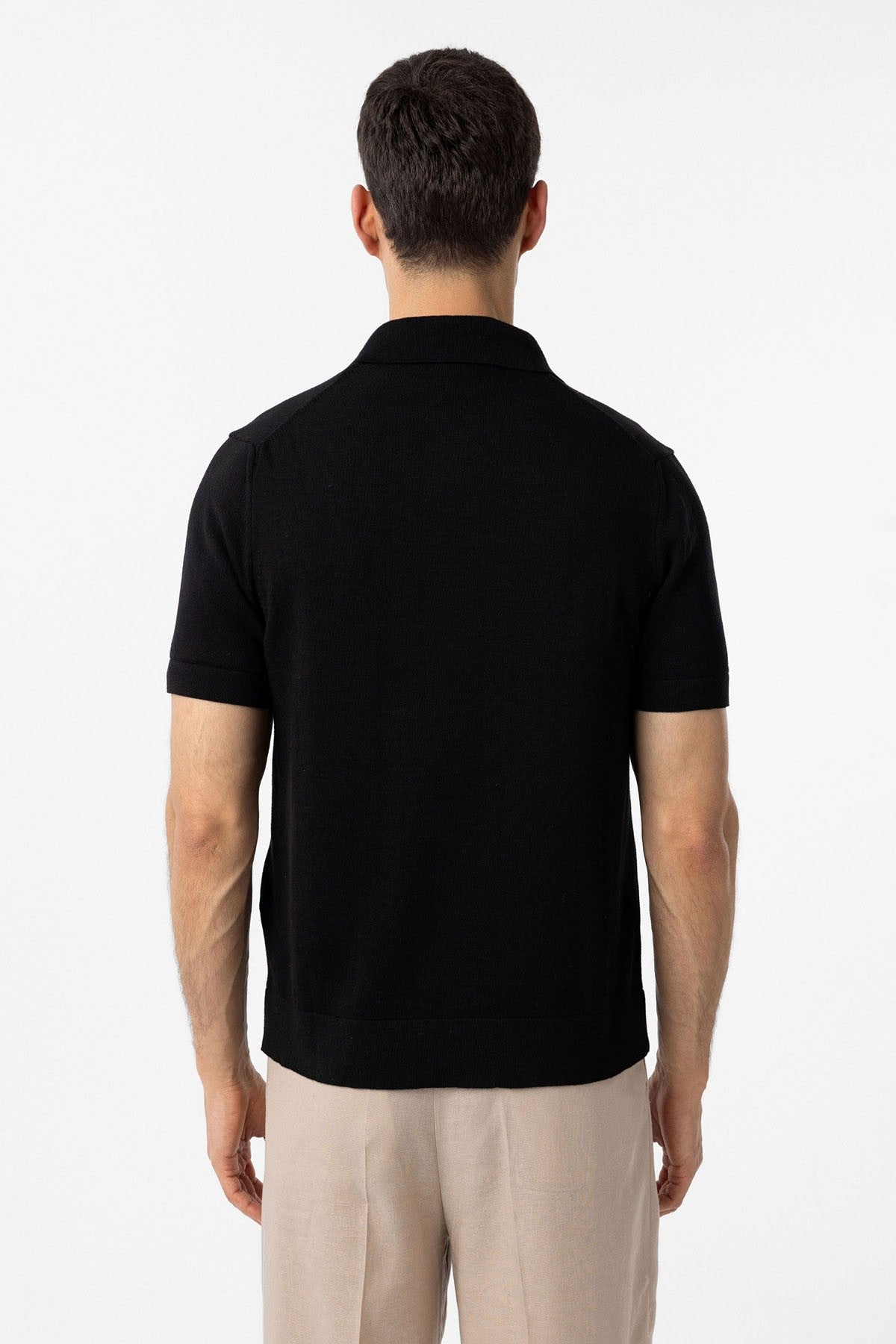100% Pamuk Apaş Yaka Triko T-Shirt