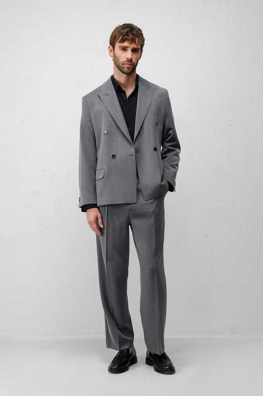 Relax Fit Kruvaze Erkek Blazer Ceket
