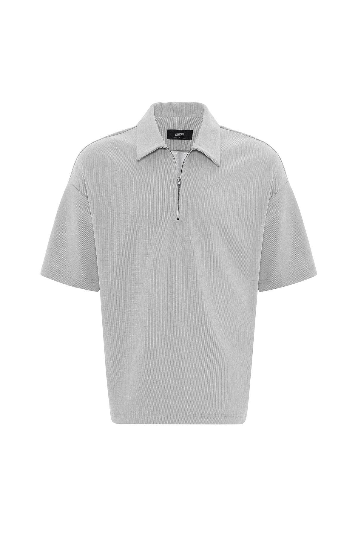 Antioch Relax Fit Fermuarlı Polo Yaka Erkek T-Shirt
