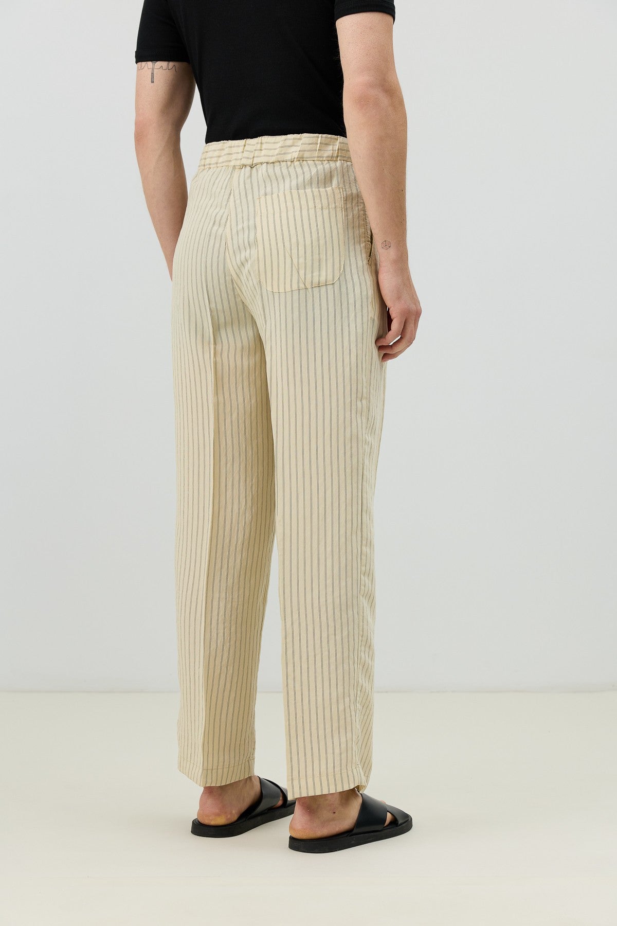 Modal Karışımlı Çizgili Relaxed Erkek Pantolon