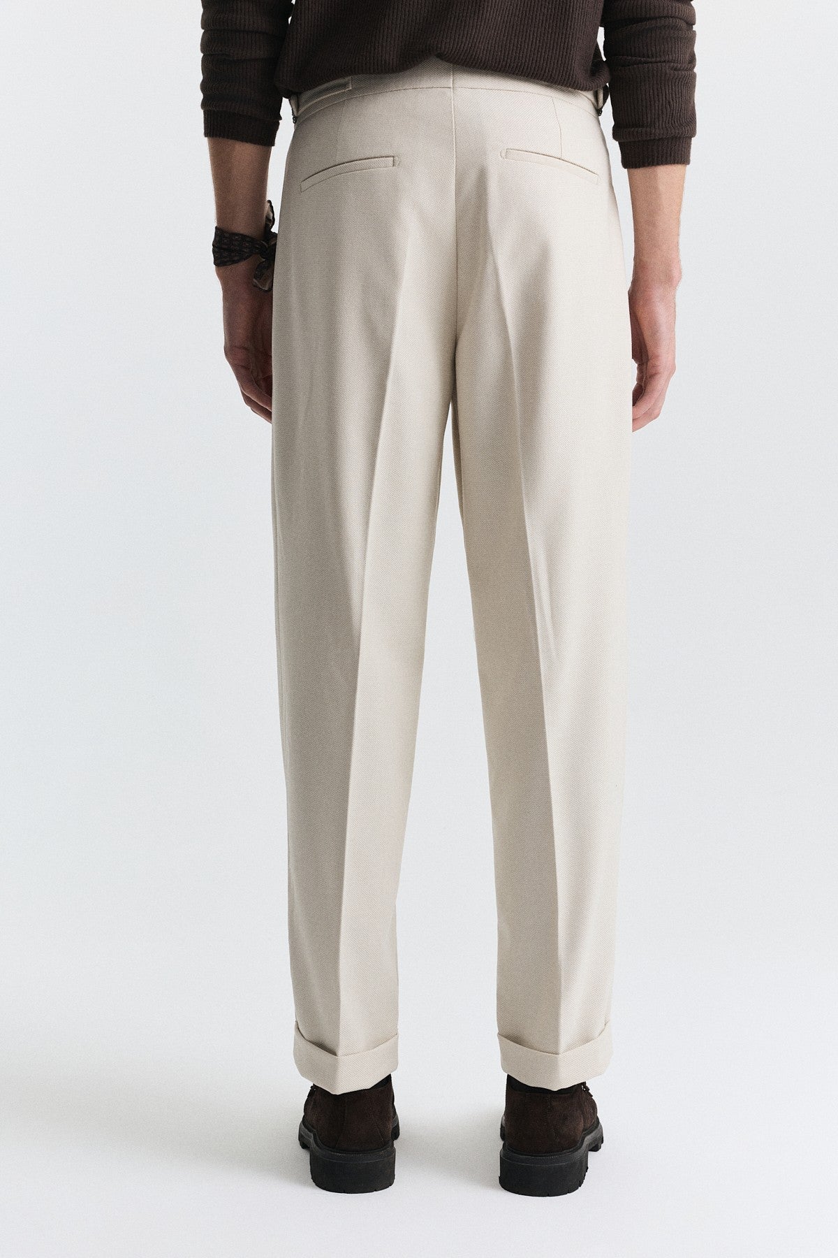 Tapered Fit Çift Pileli Pantolon