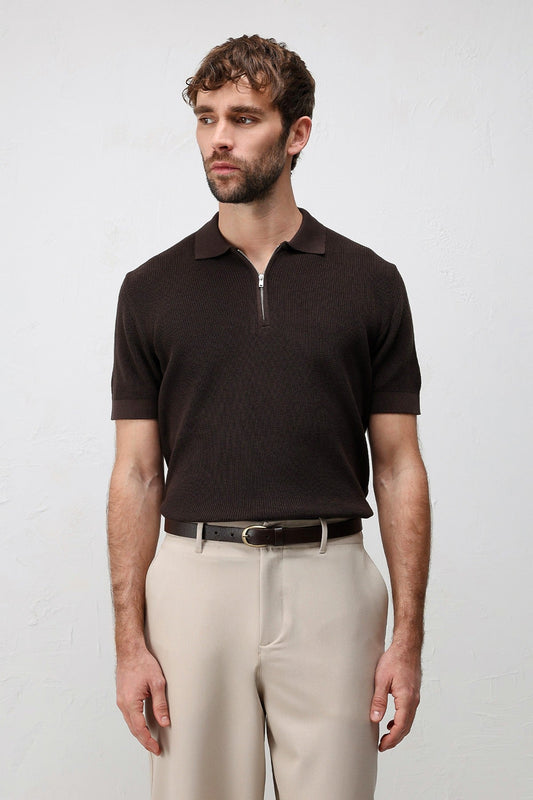 Antioch Comfort Slim Fermuarlı Erkek Triko T-Shirt
