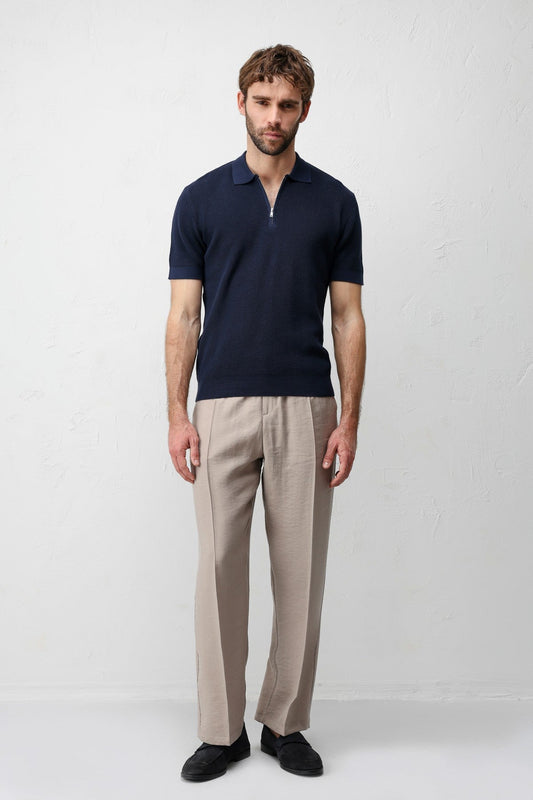 Antioch Comfort Slim Fermuarlı Erkek Triko T-Shirt
