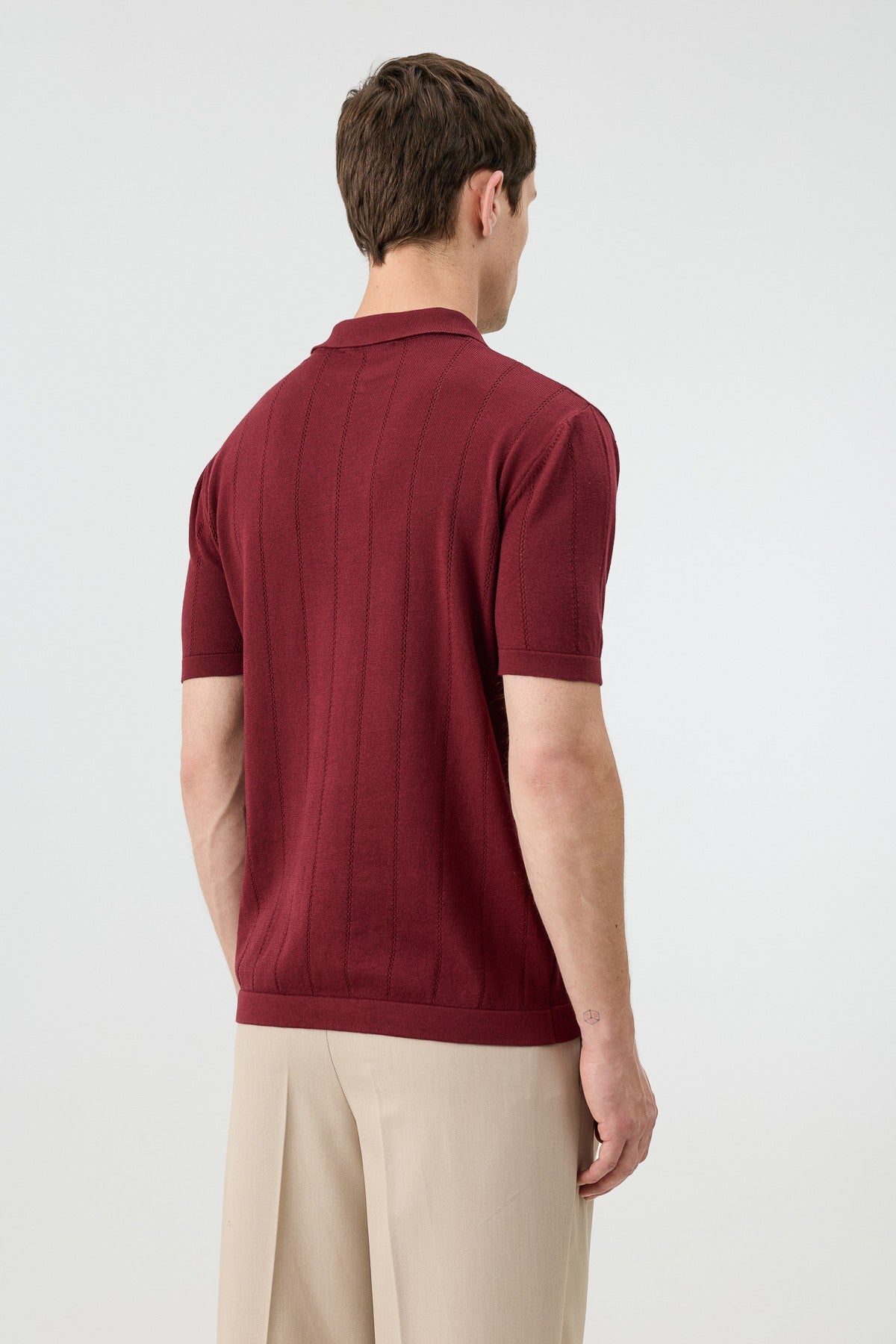 Antioch Fermuar Yaka Çizgili Triko Erkek T-Shirt