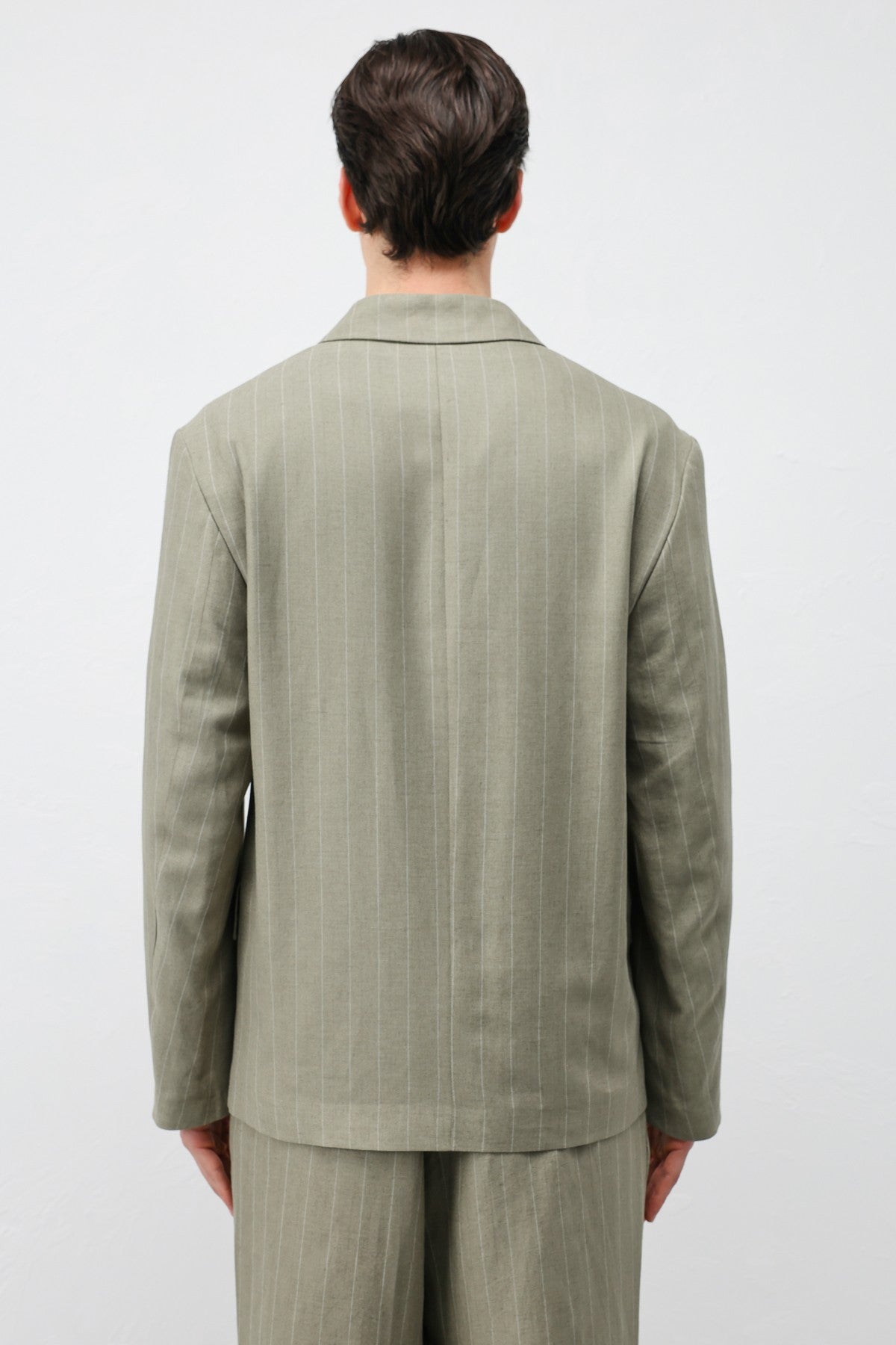 Keten Karışımlı Çizgili Erkek Blazer Ceket