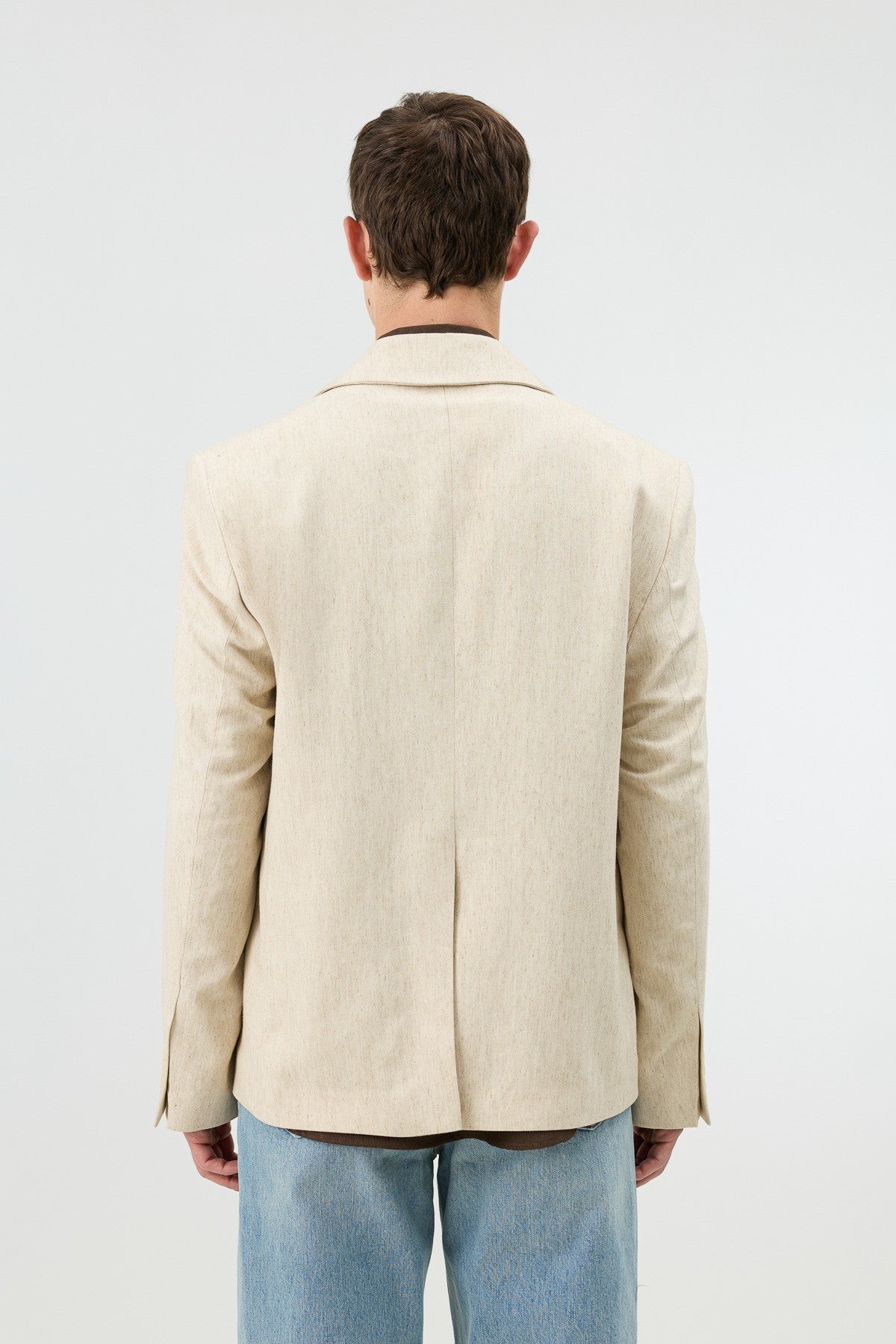 Antioch Keten Karışımlı Balıksırtı Desenli Erkek Blazer Ceket