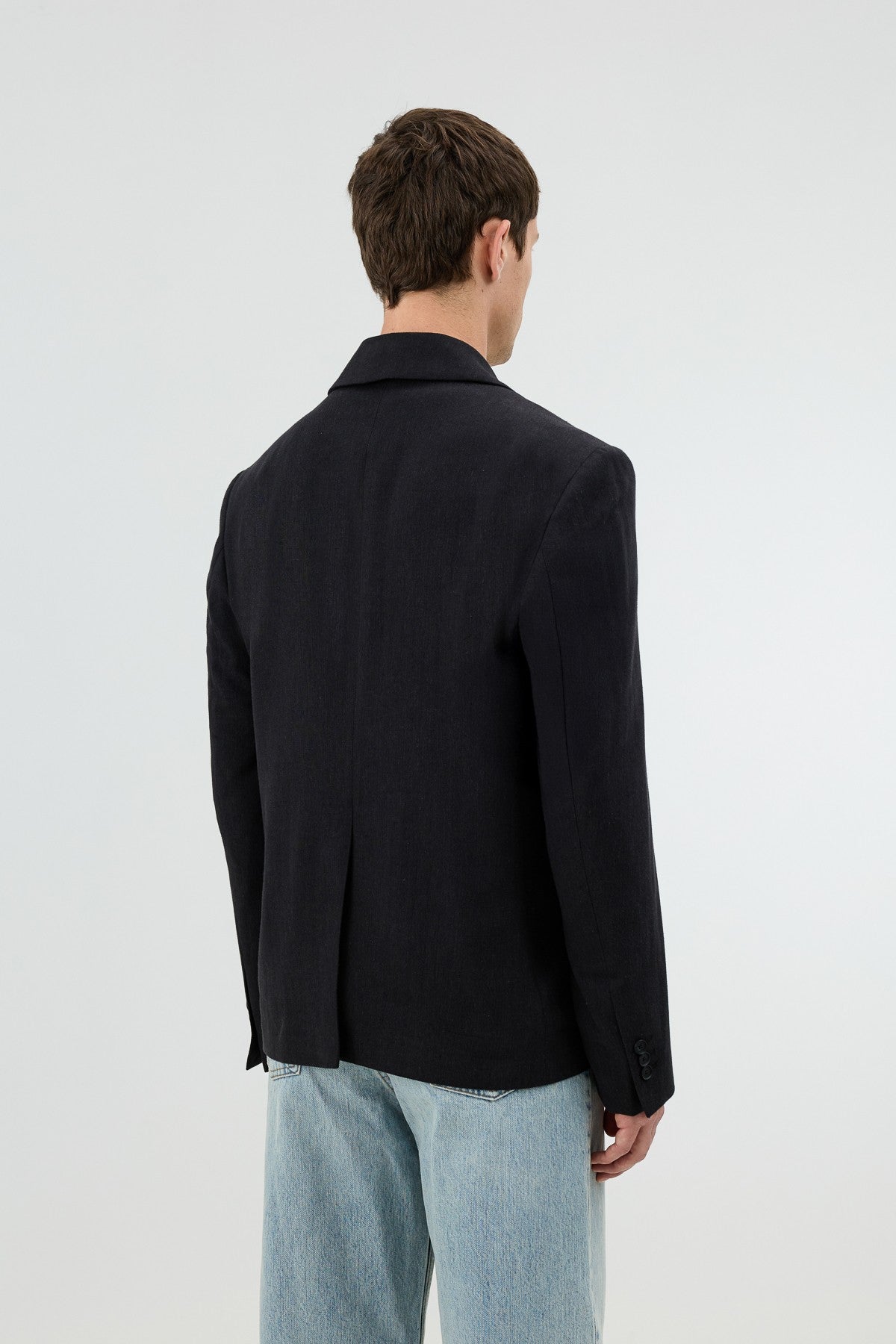 Antioch Keten Karışımlı Balıksırtı Desenli Erkek Blazer Ceket