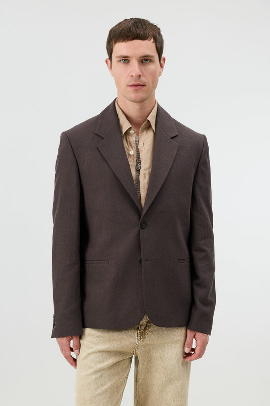 Antioch Keten Karışımlı Balıksırtı Desenli Erkek Blazer Ceket