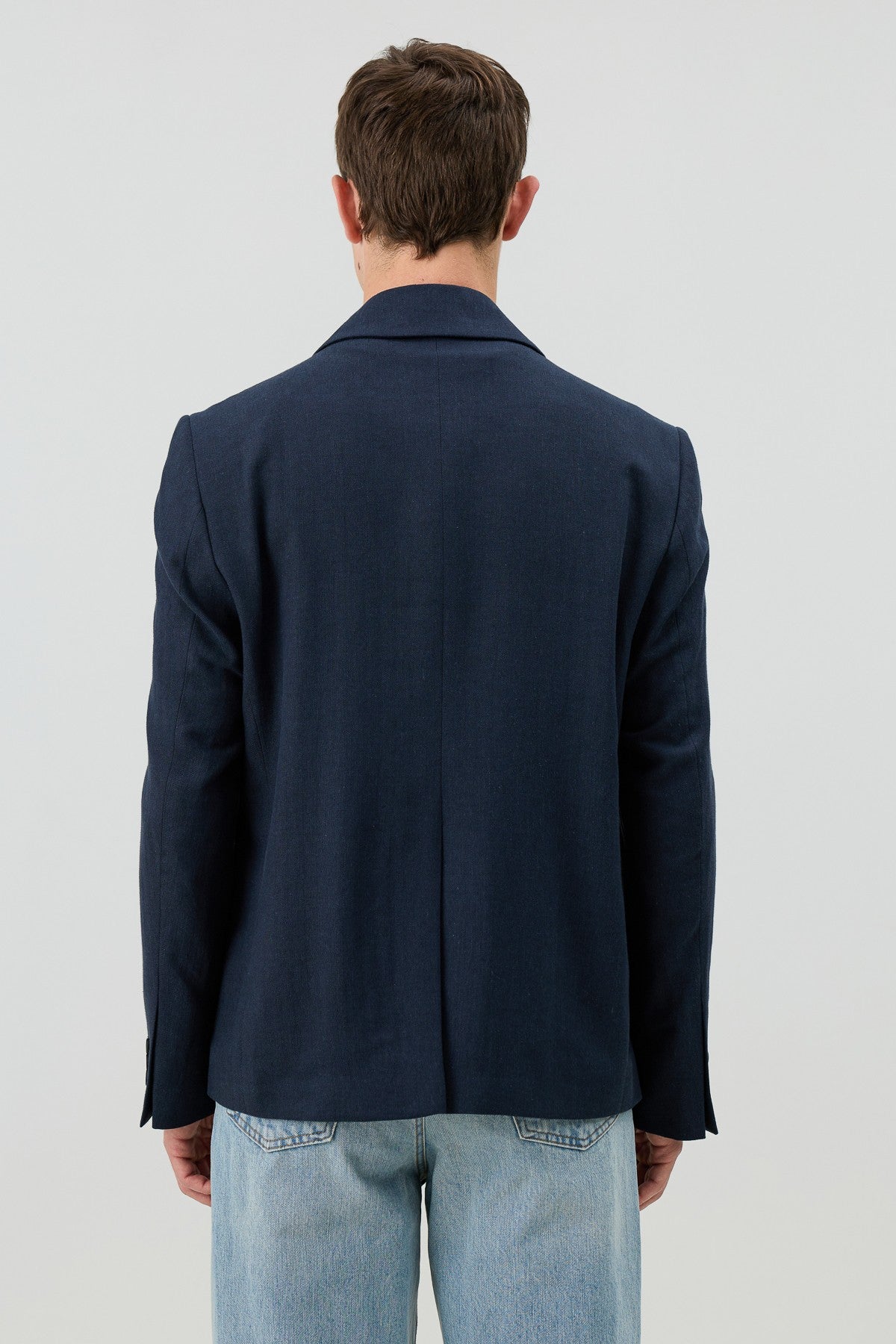 Antioch Keten Karışımlı Balıksırtı Desenli Erkek Blazer Ceket