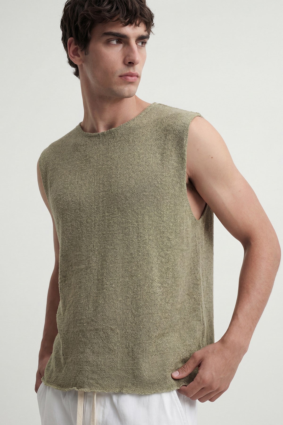 Relax Fit Dokulu Kolsuz T-shirt