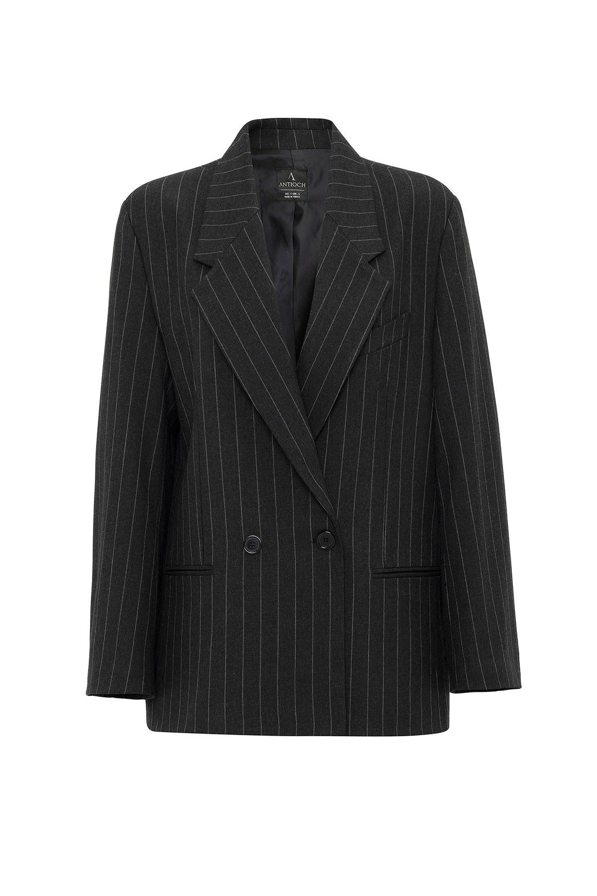Antioch Kadın Çizgili Oversize Blazer Ceket