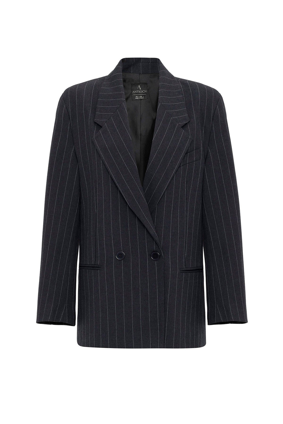 Antioch Kadın Çizgili Oversize Blazer Ceket