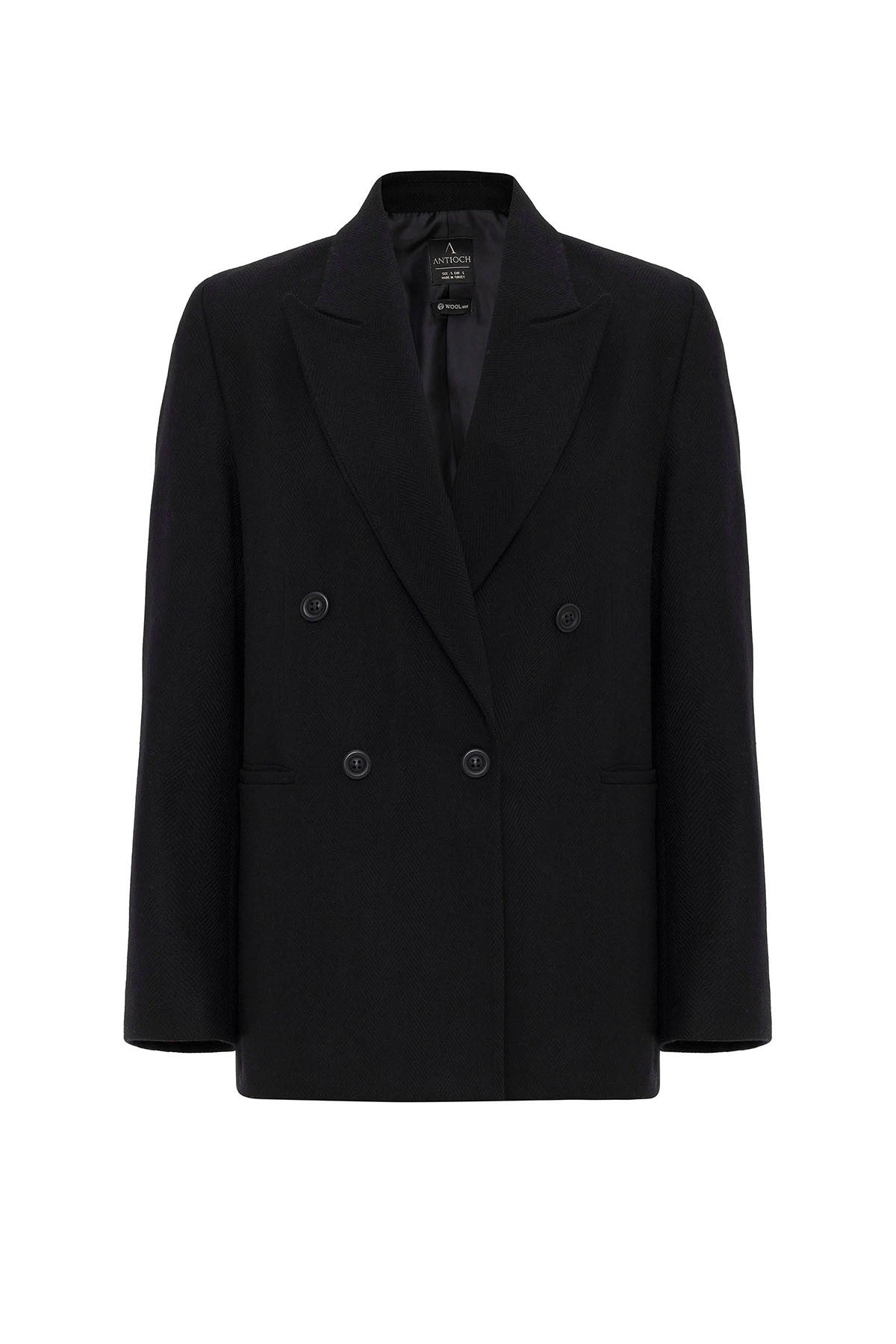 Antioch Kadın Yün Karışımlı Balıksırtı Desenli Blazer Ceket