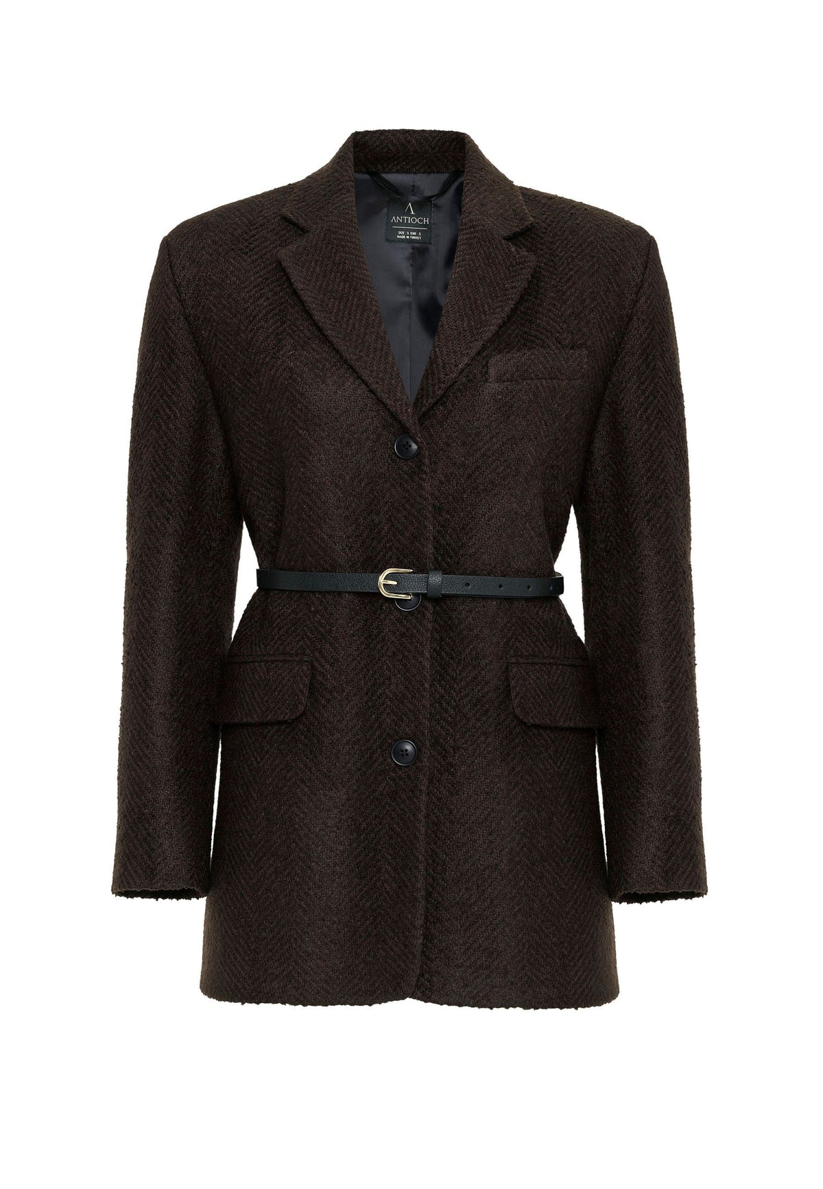 Antioch Kadın Balıksırtı Desenli Blazer Ceket