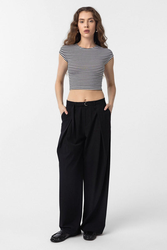 Antioch Crop Fit Çizgili Kadın T-Shirt