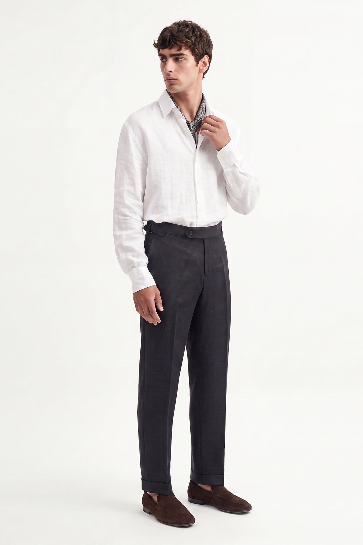 100% Keten Toka Detaylı Pantolon