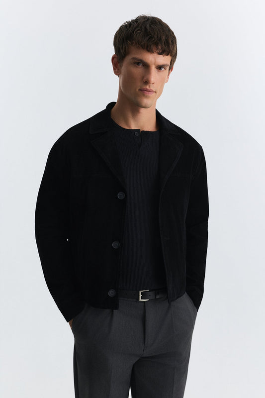 Crop Fit Suni Süet Ceket
