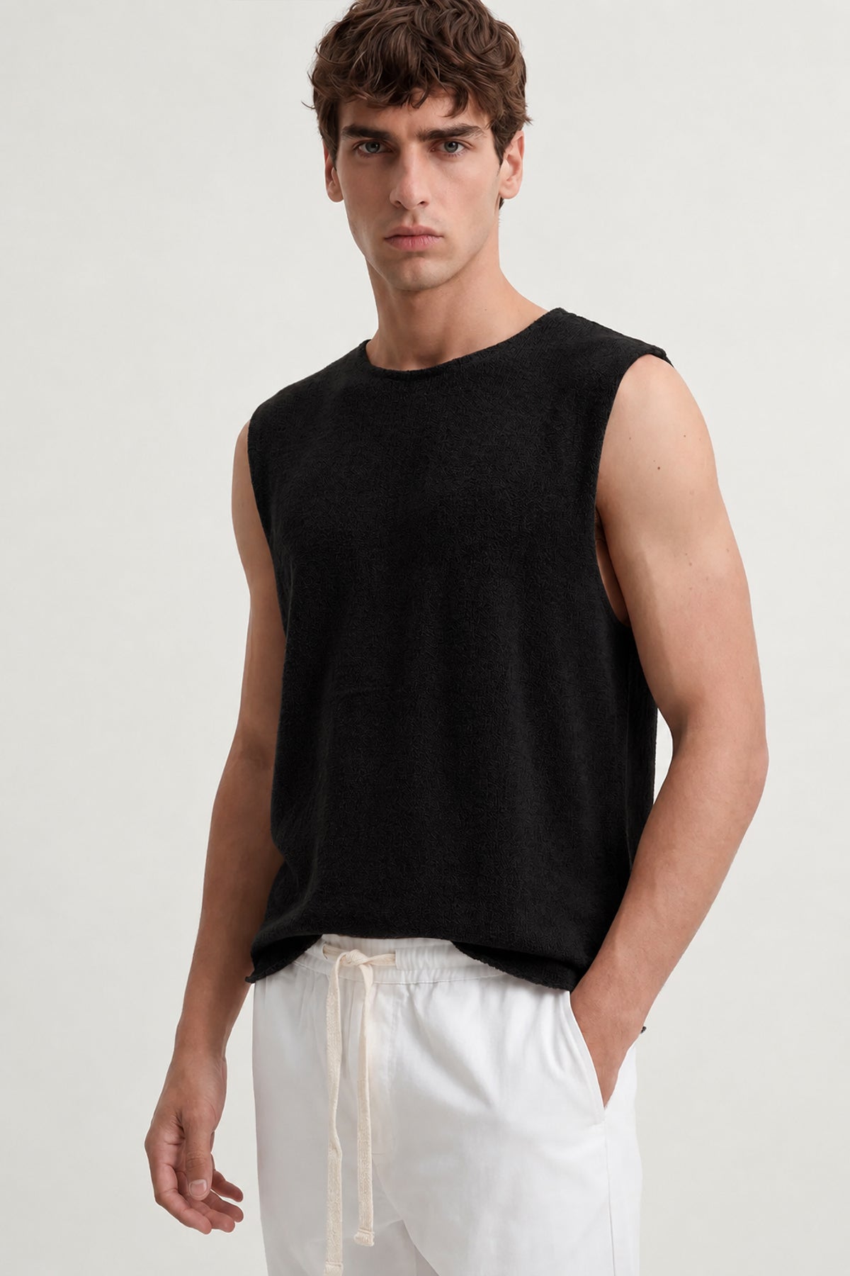 Relax Fit Dokulu Kolsuz T-shirt