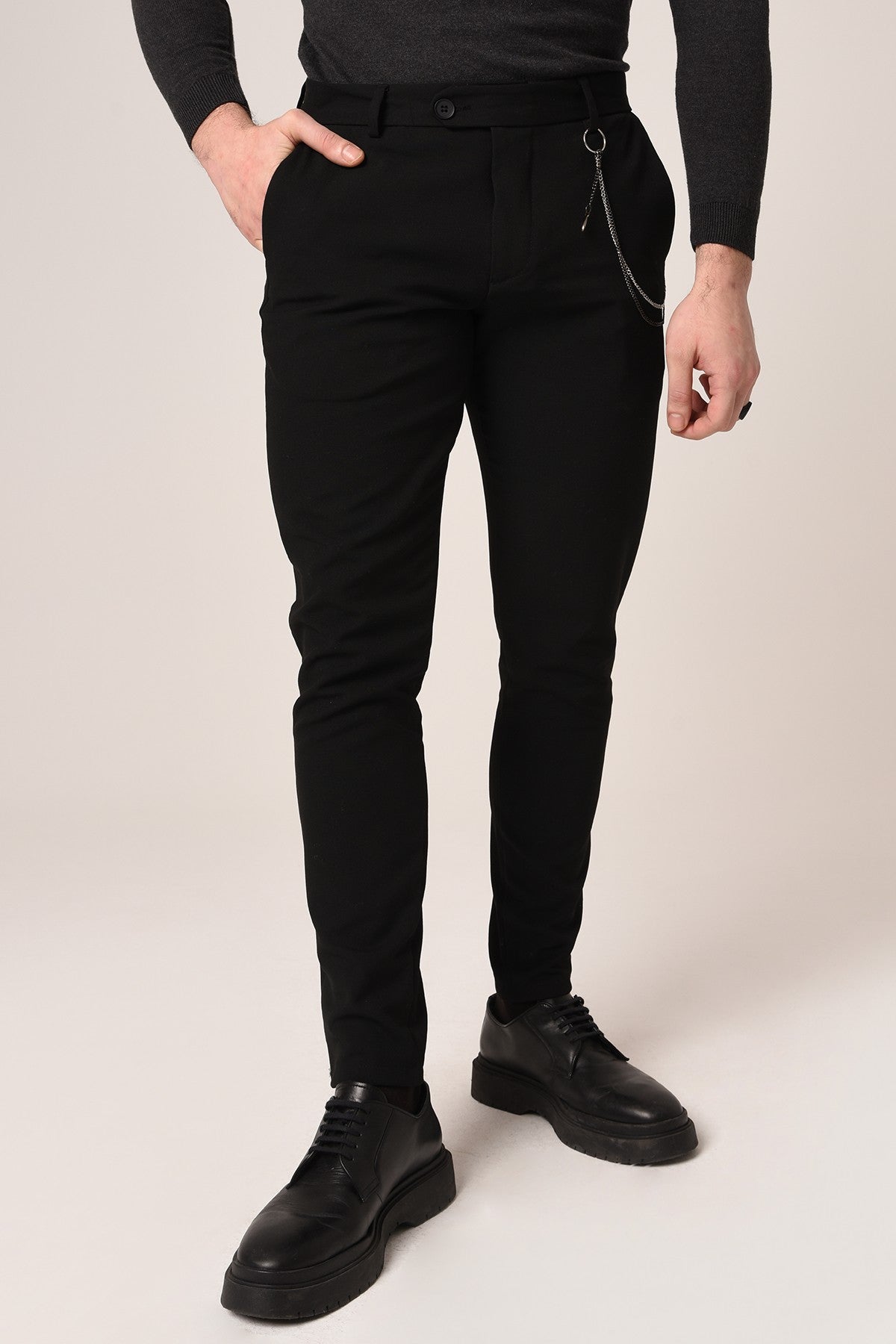 Erkek Aksesuar Detaylı Slim Fit Pantolon