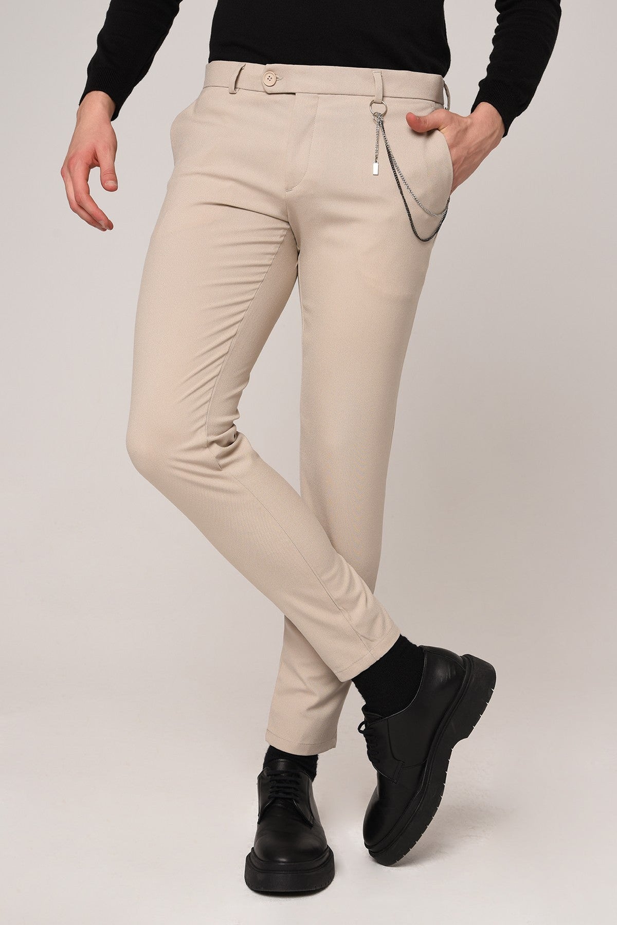 Erkek Aksesuar Detaylı Slim Fit Pantolon