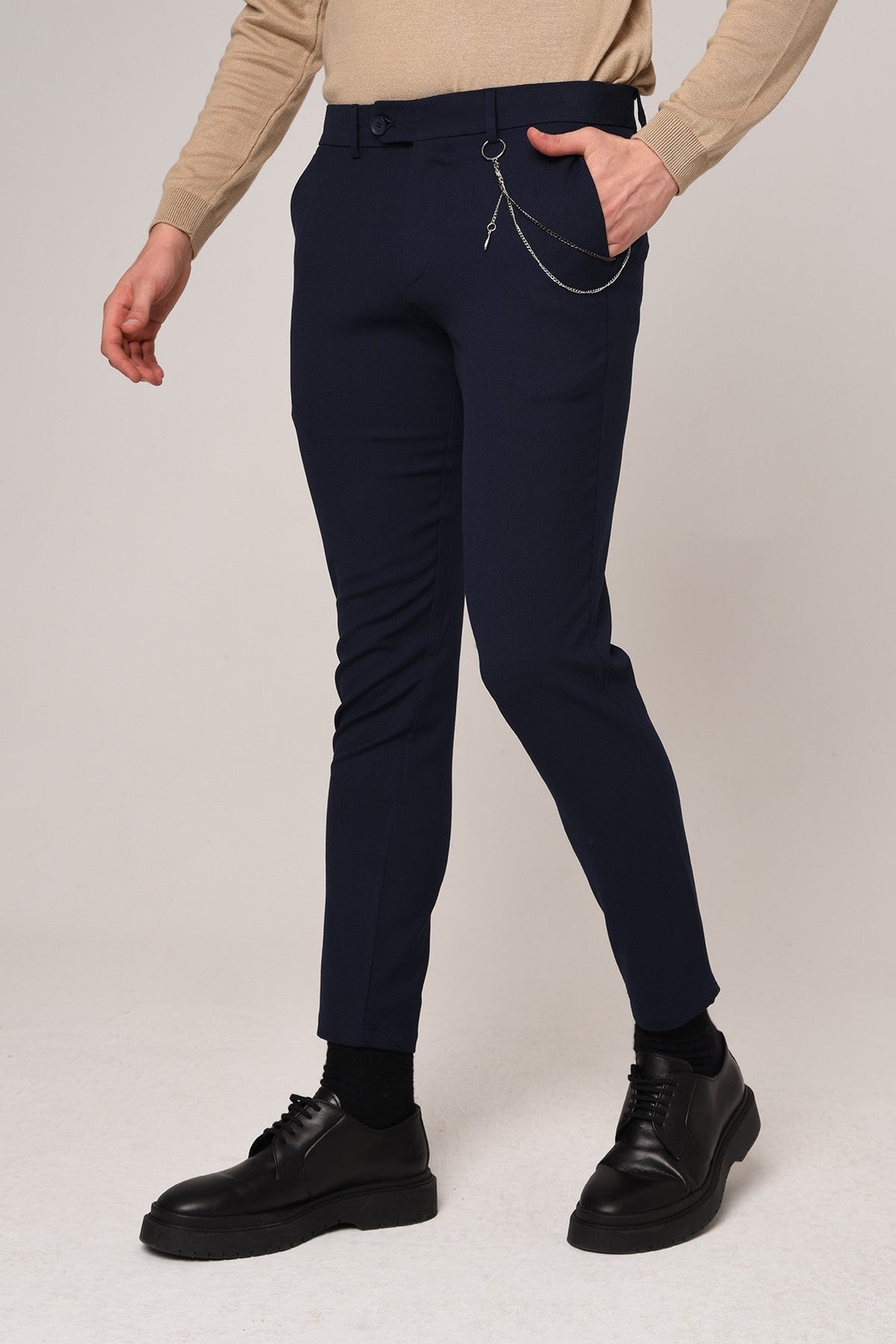 Erkek Aksesuar Detaylı Slim Fit Pantolon