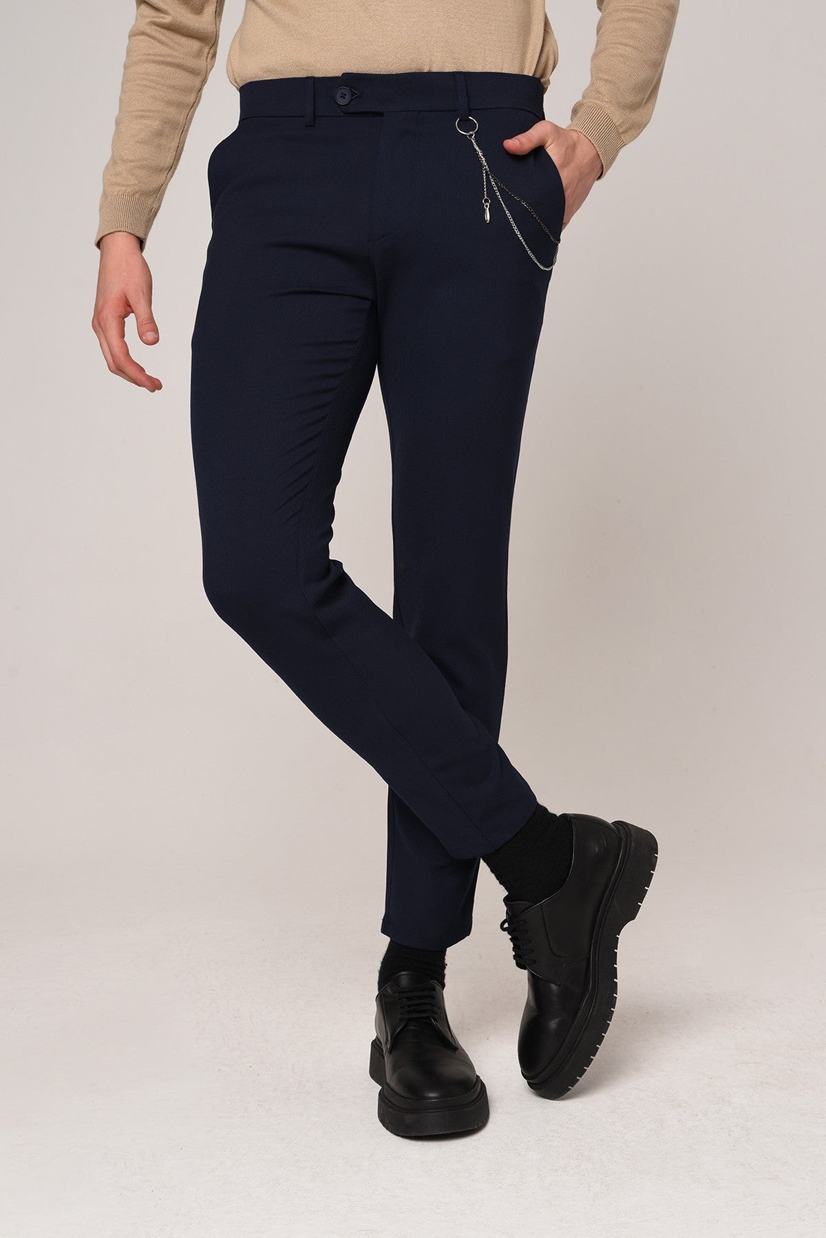 Erkek Aksesuar Detaylı Slim Fit Pantolon