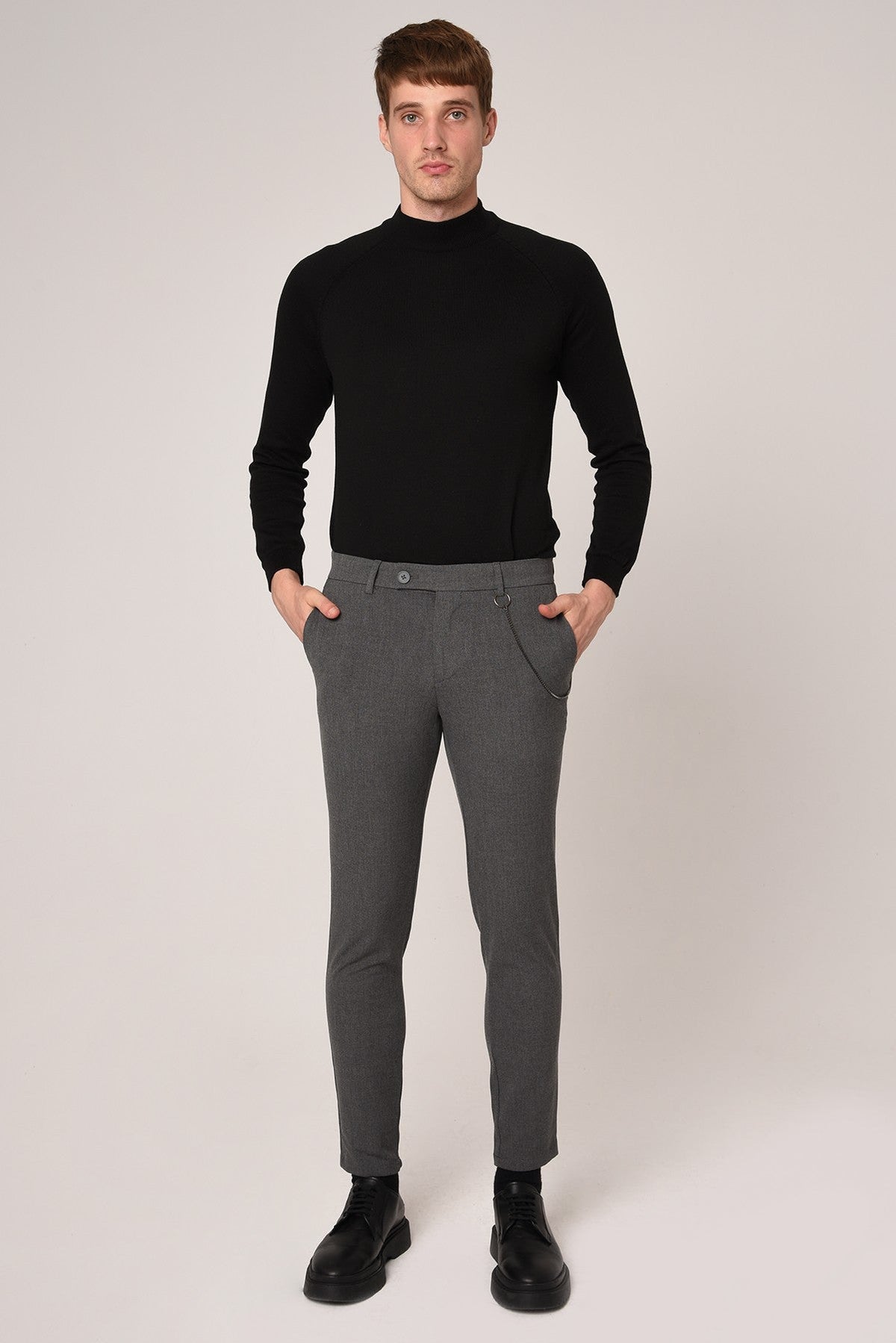 Erkek Aksesuar Detaylı Slim Fit Pantolon