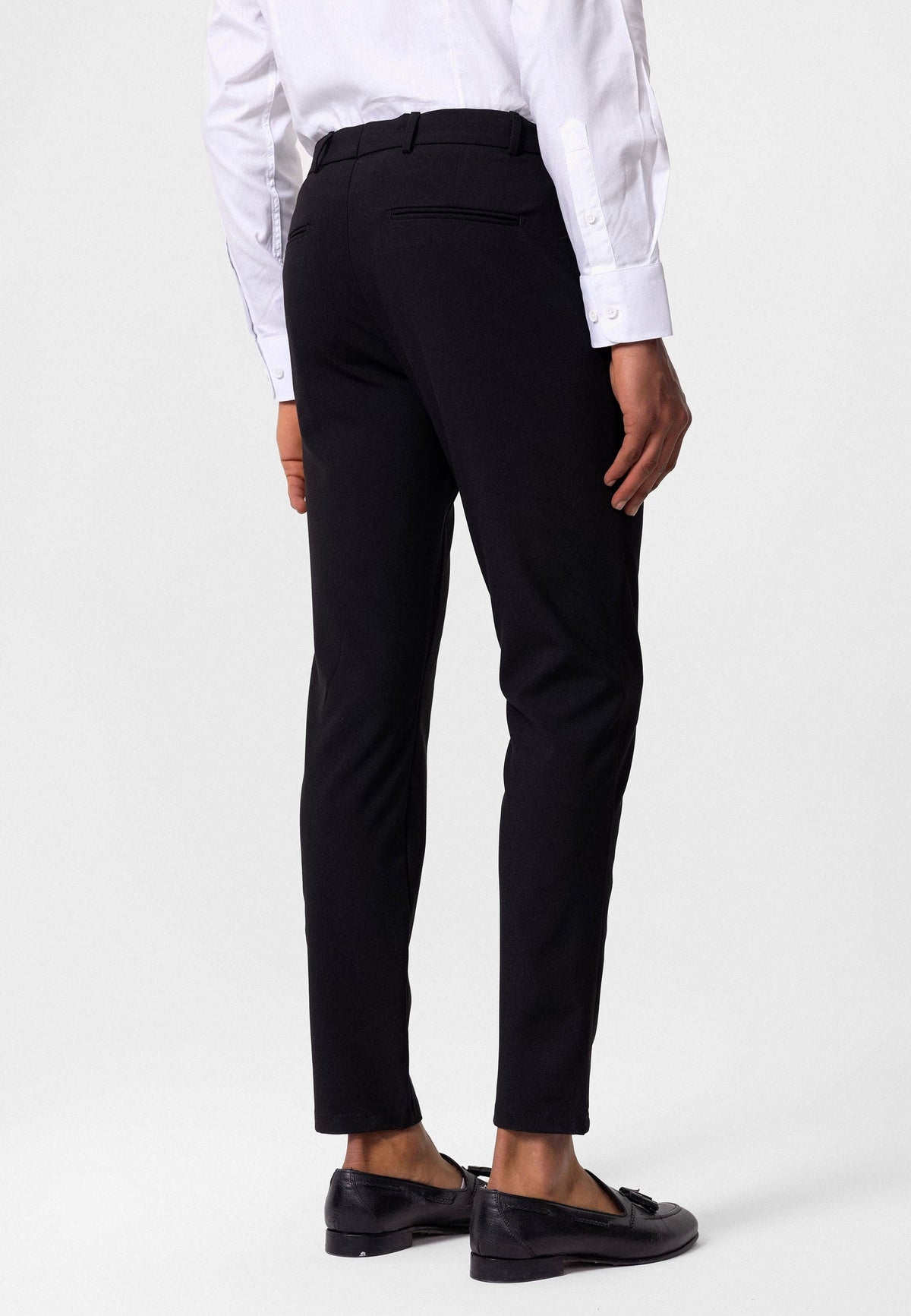 Erkek Slim Fit Düz Aksesuarlı Kumaş Pantolon