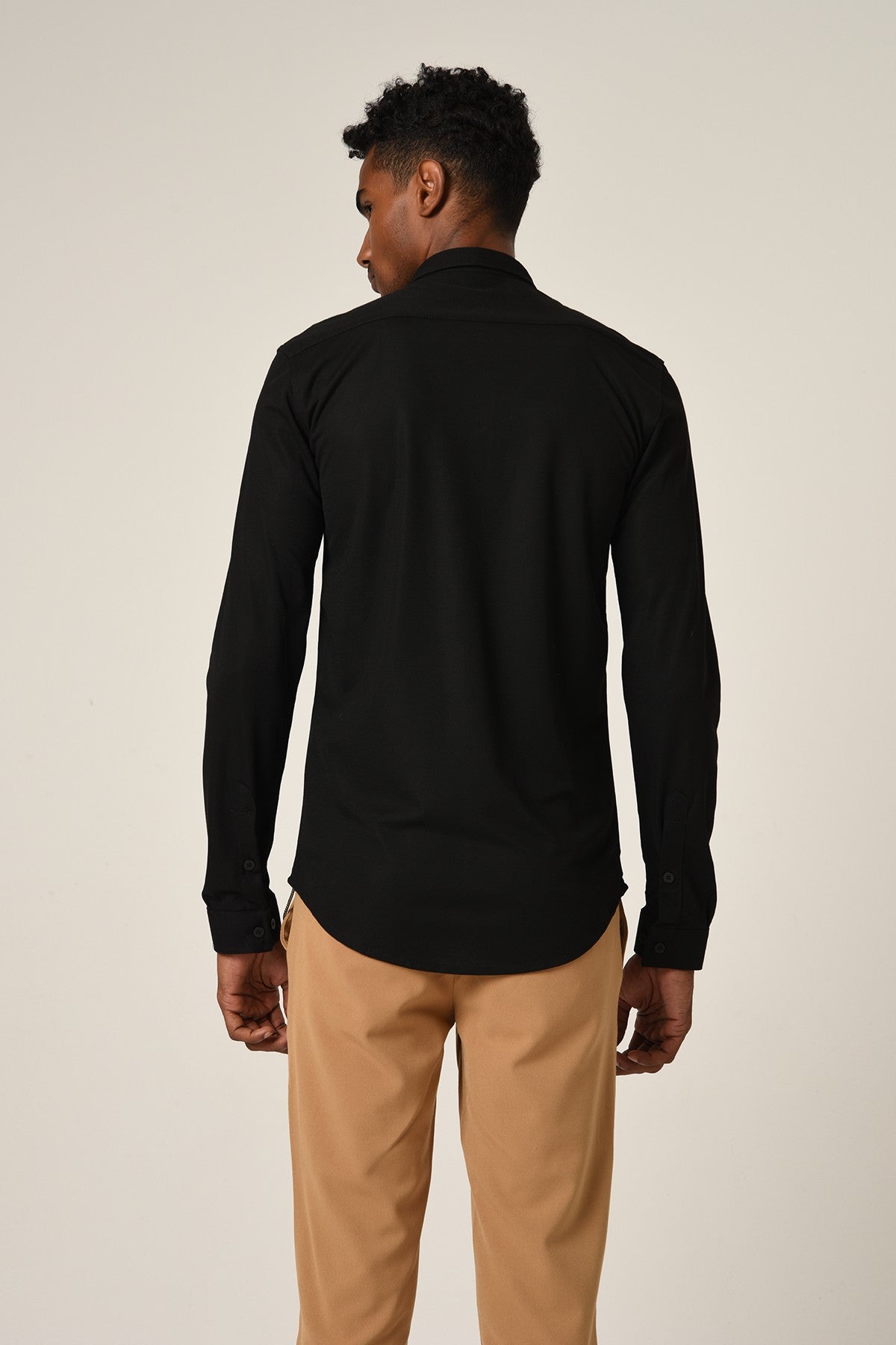 Antioch Erkek Gizli Düğme Uzun Kollu Slim Fit Triko Gömlek
