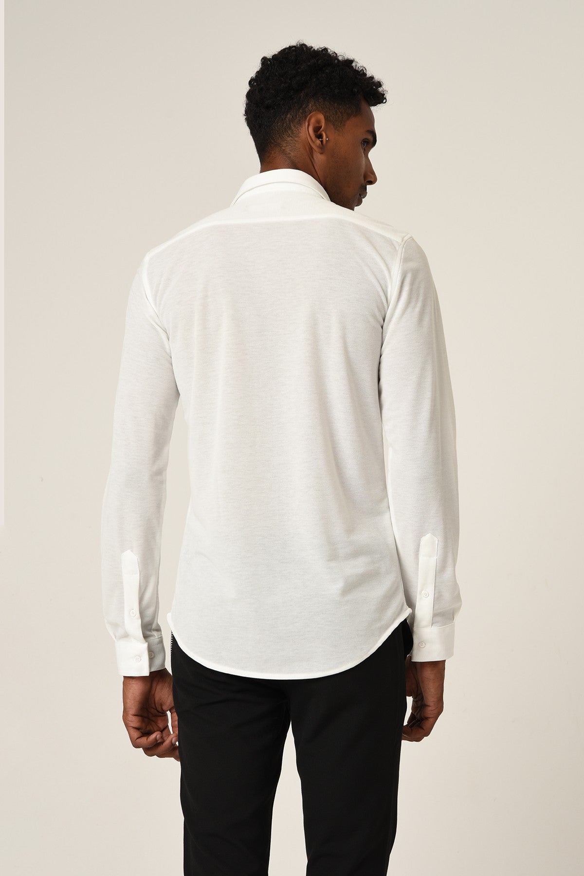 Antioch Erkek Gizli Düğme Uzun Kollu Slim Fit Triko Gömlek