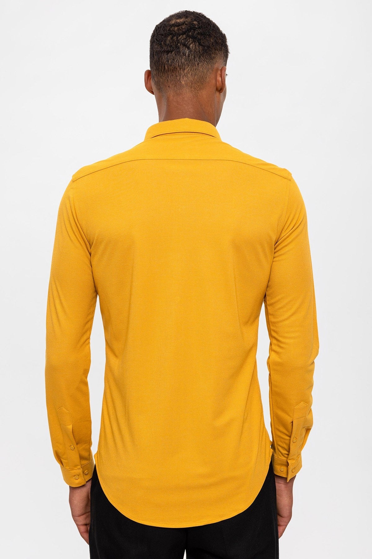 Antioch Erkek Gizli Düğme Uzun Kollu Slim Fit Triko Gömlek