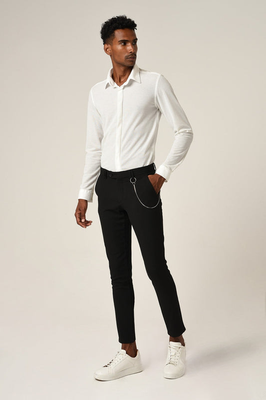 Antioch Erkek Gizli Düğme Uzun Kollu Slim Fit Triko Gömlek
