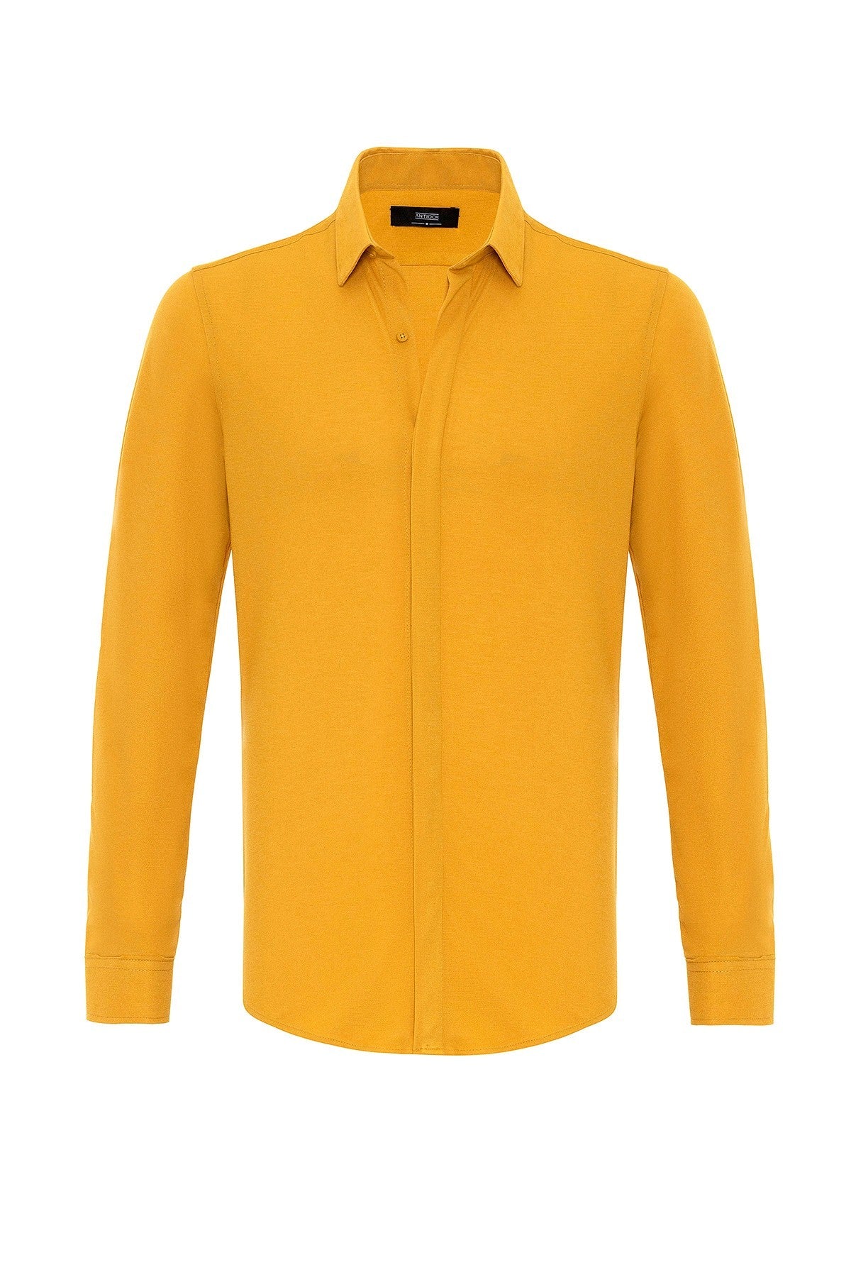 Antioch Erkek Gizli Düğme Uzun Kollu Slim Fit Triko Gömlek