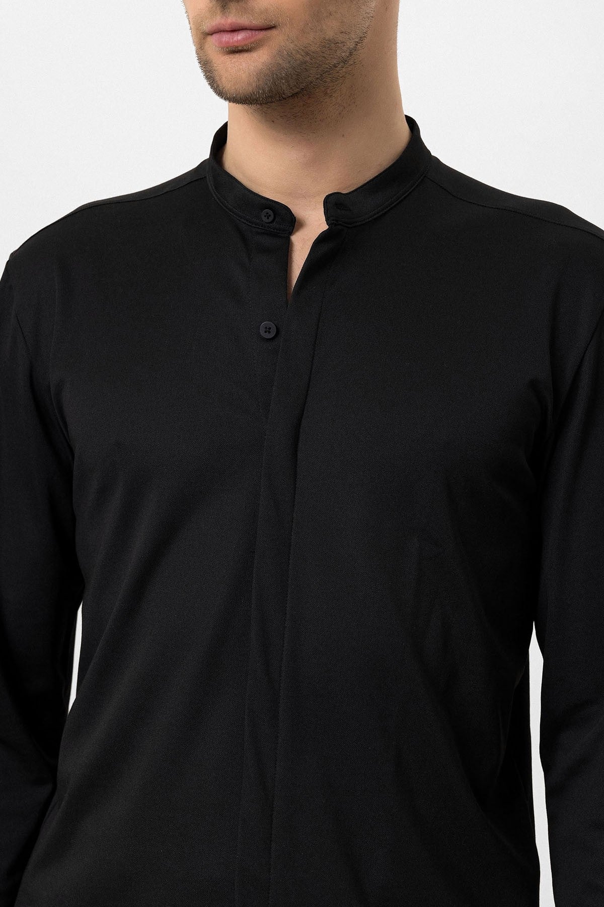 Antioch Erkek Hakim Yaka Gizli Düğme Uzun Kollu Slim Fit Gömlek