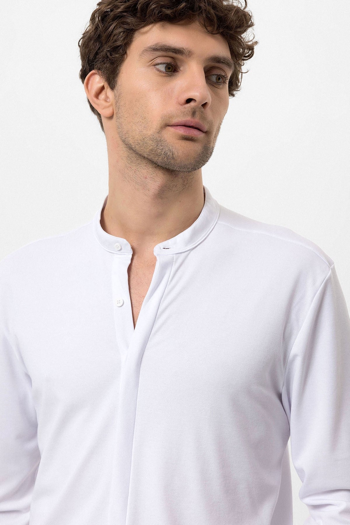 Antioch Erkek Hakim Yaka Gizli Düğme Uzun Kollu Slim Fit Gömlek