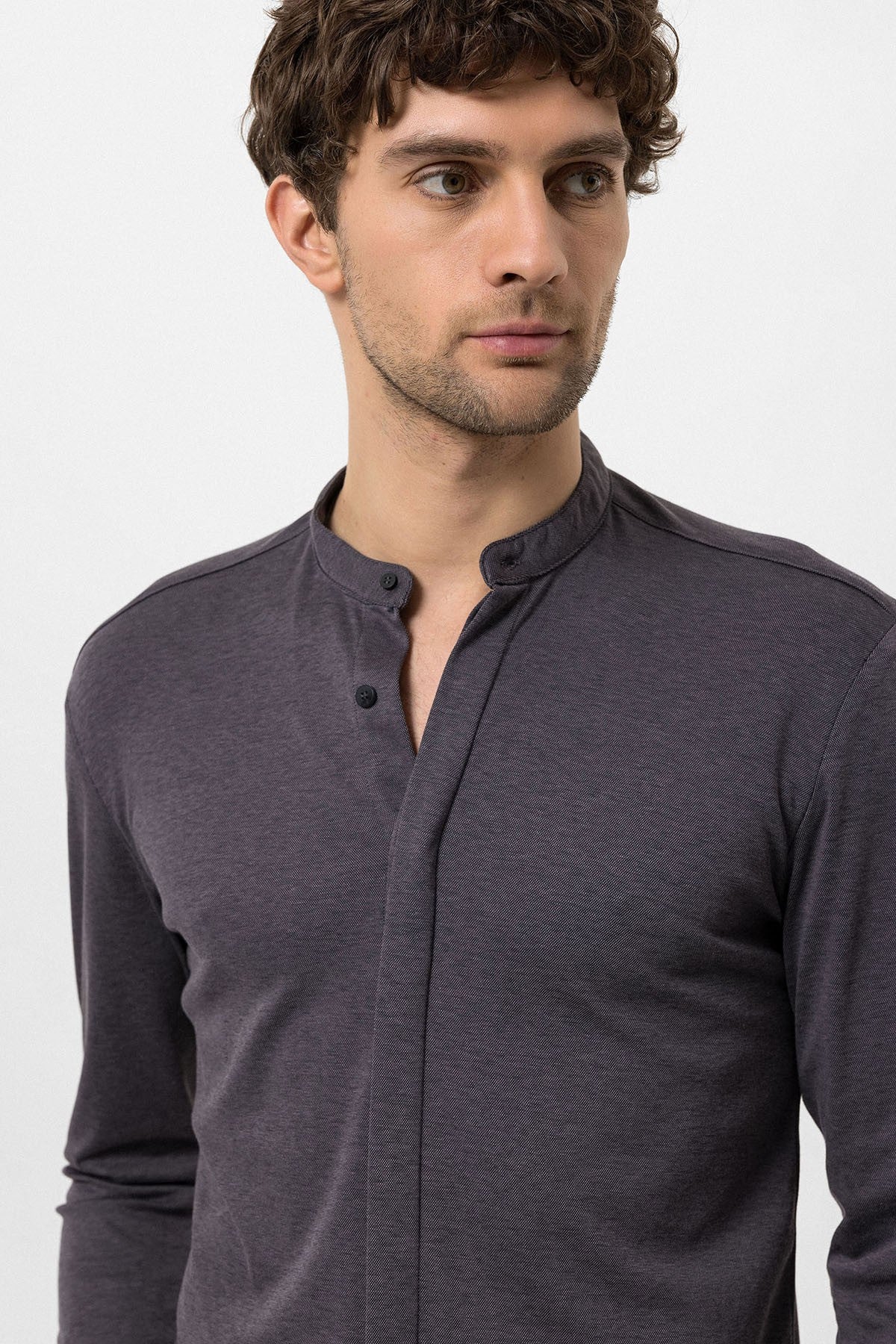 Antioch Erkek Hakim Yaka Gizli Düğme Uzun Kollu Slim Fit Gömlek