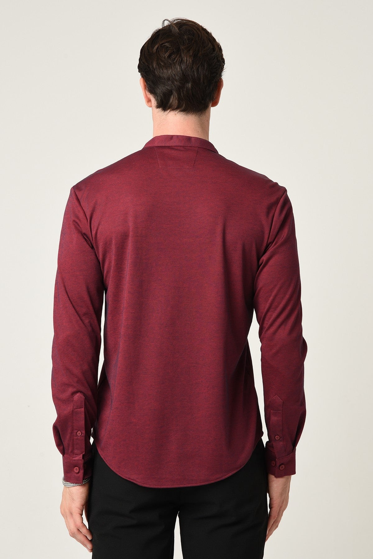 Antioch Erkek Hakim Yaka Gizli Düğme Uzun Kollu Slim Fit Gömlek