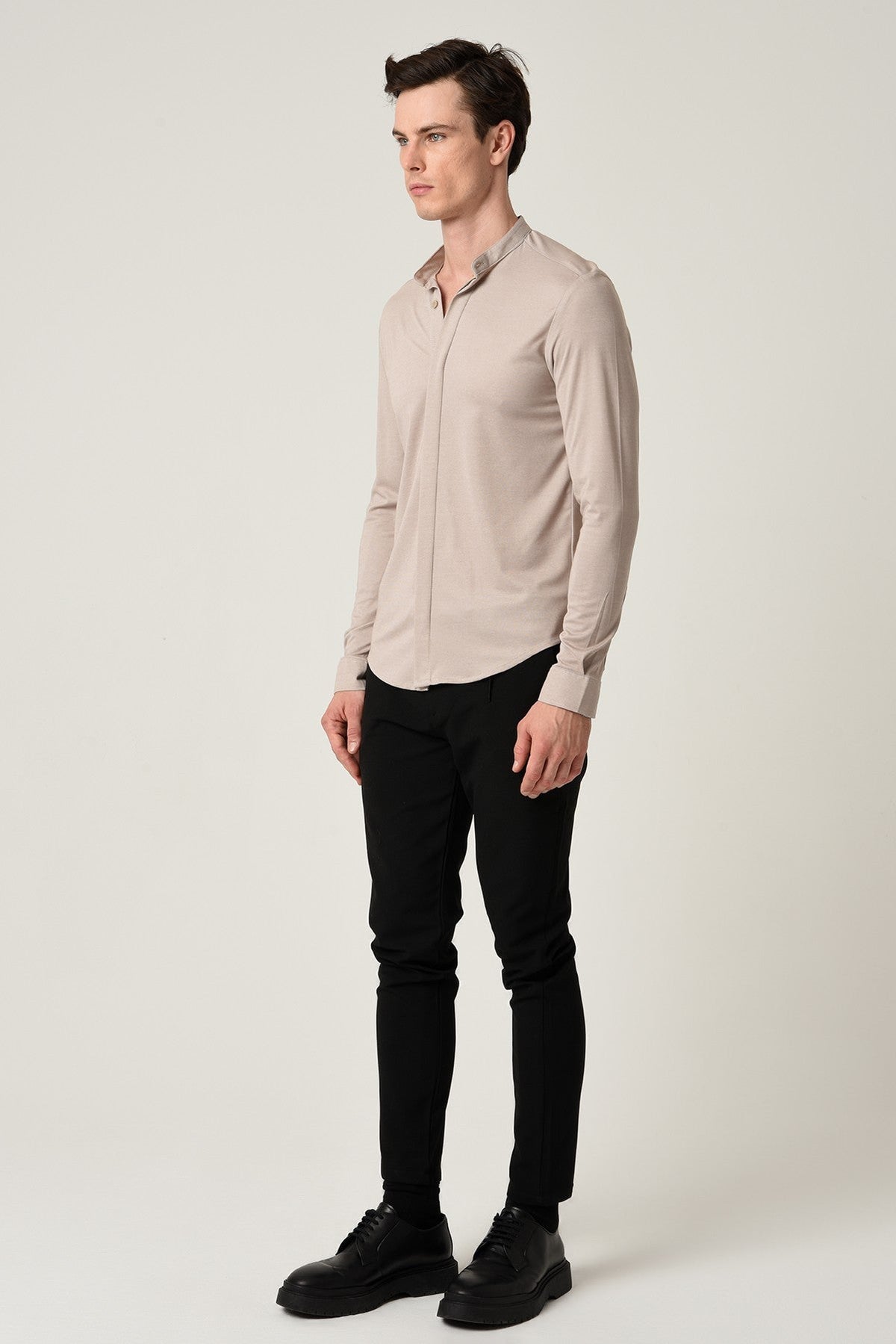 Antioch Erkek Hakim Yaka Gizli Düğme Uzun Kollu Slim Fit Gömlek