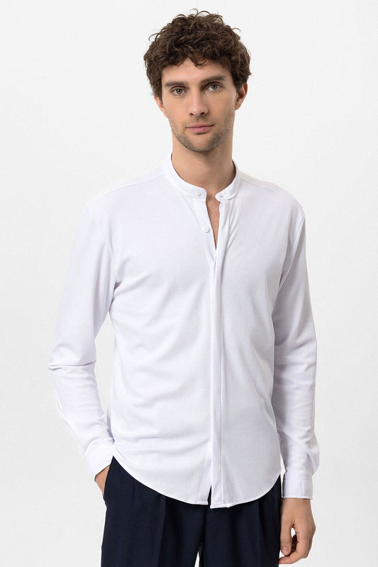 Antioch Erkek Hakim Yaka Gizli Düğme Uzun Kollu Slim Fit Gömlek