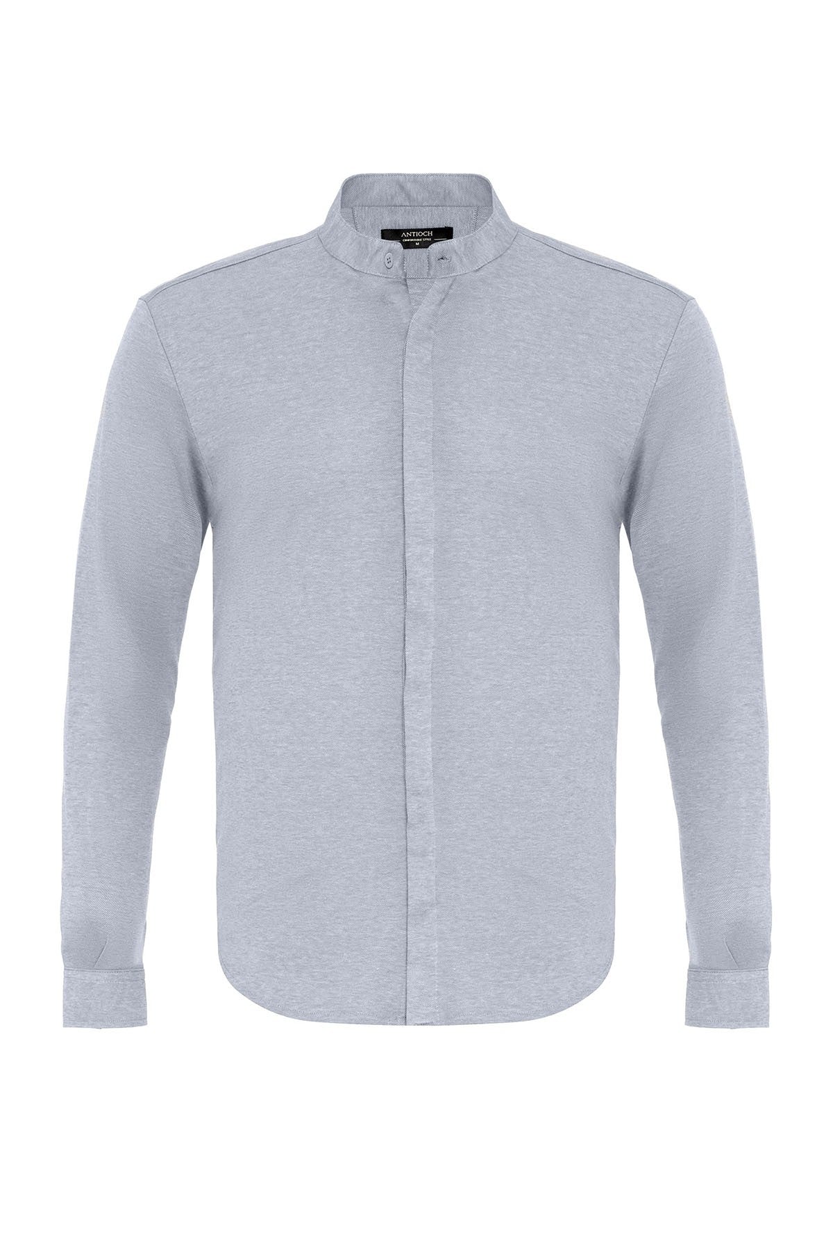 Antioch Erkek Hakim Yaka Gizli Düğme Uzun Kollu Slim Fit Gömlek
