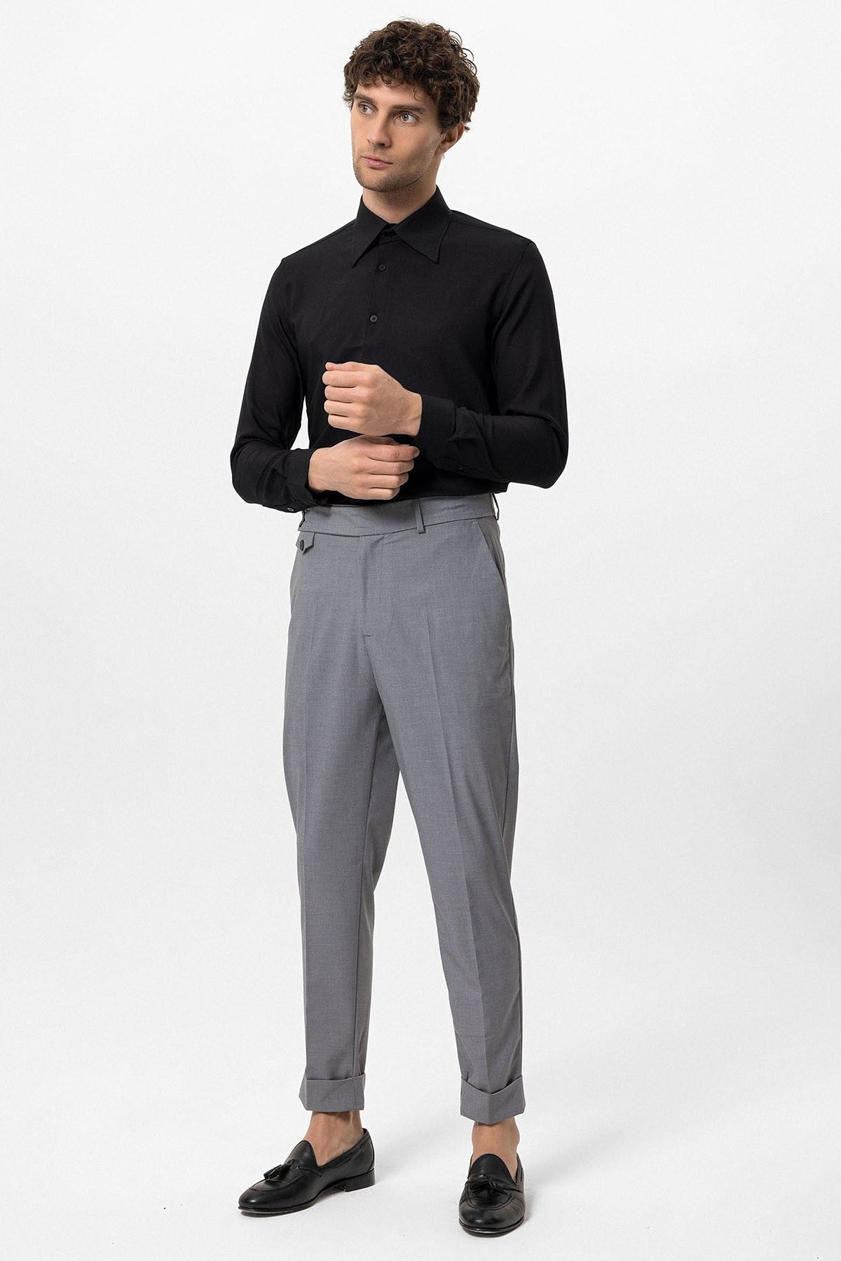 Antioch Slim Fit Erkek Uzun Kollu Geniş Yaka Gömlek