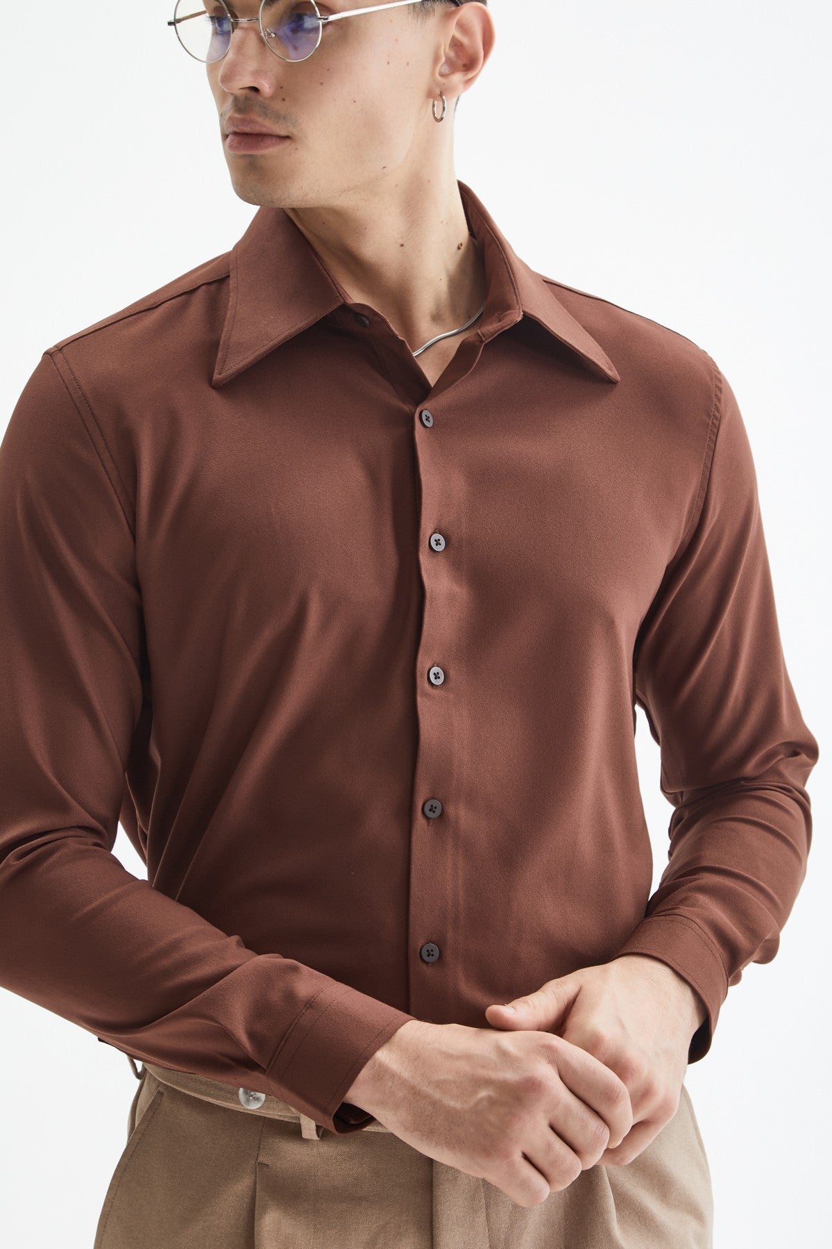 Antioch Slim Fit Erkek Uzun Kollu Geniş Yaka Gömlek