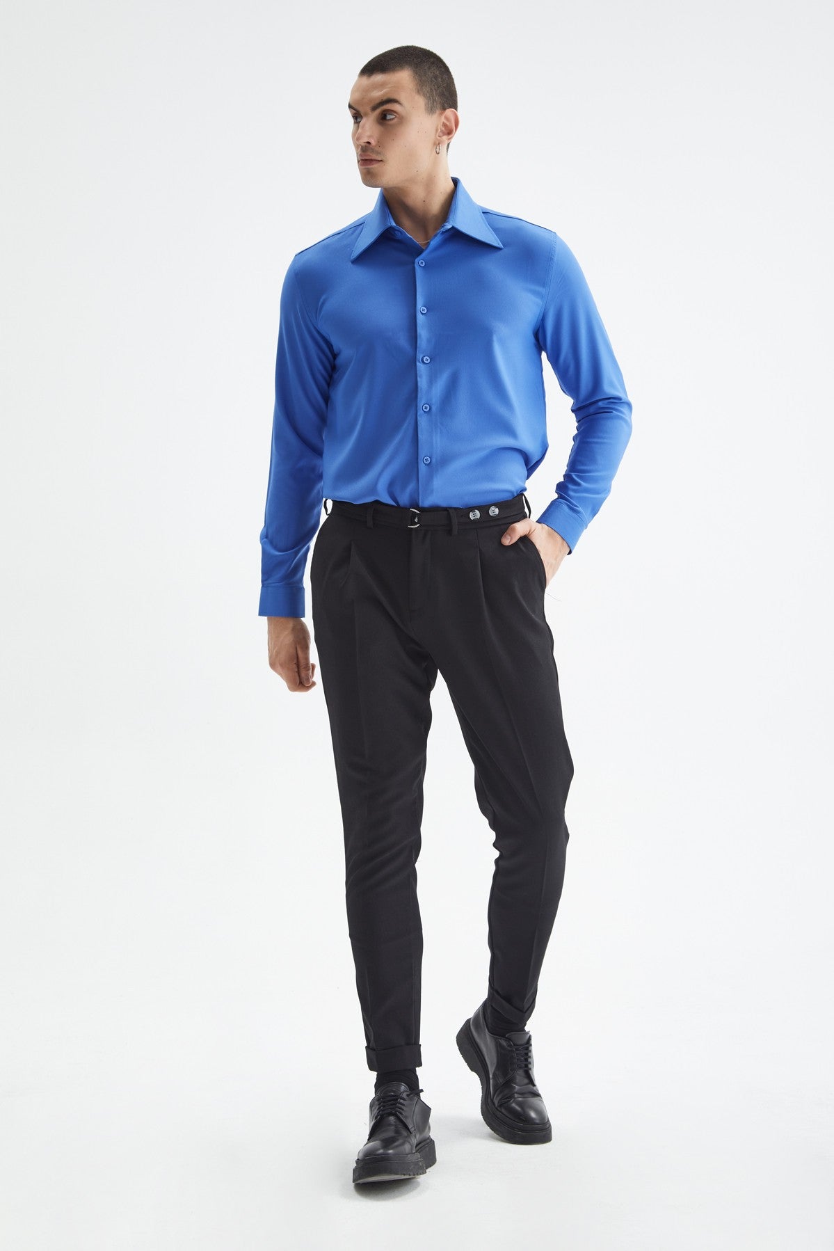 Antioch Slim Fit Erkek Uzun Kollu Geniş Yaka Gömlek