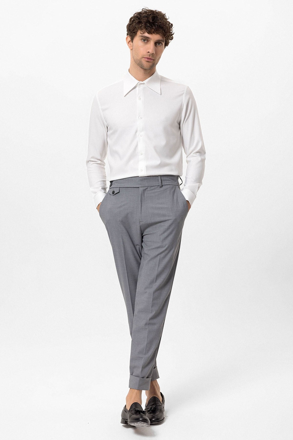 Antioch Slim Fit Erkek Uzun Kollu Geniş Yaka Gömlek