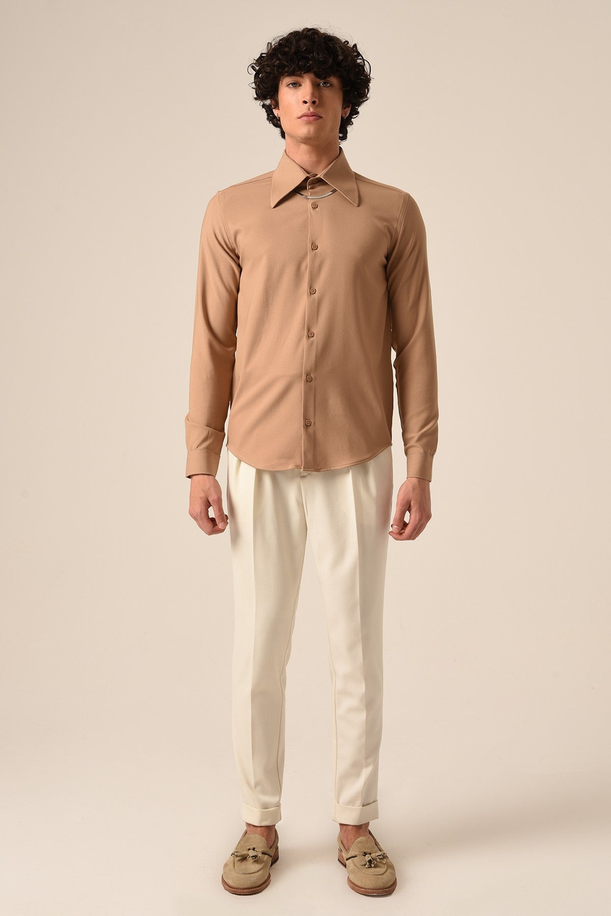 Antioch Slim Fit Erkek Uzun Kollu Geniş Yaka Gömlek